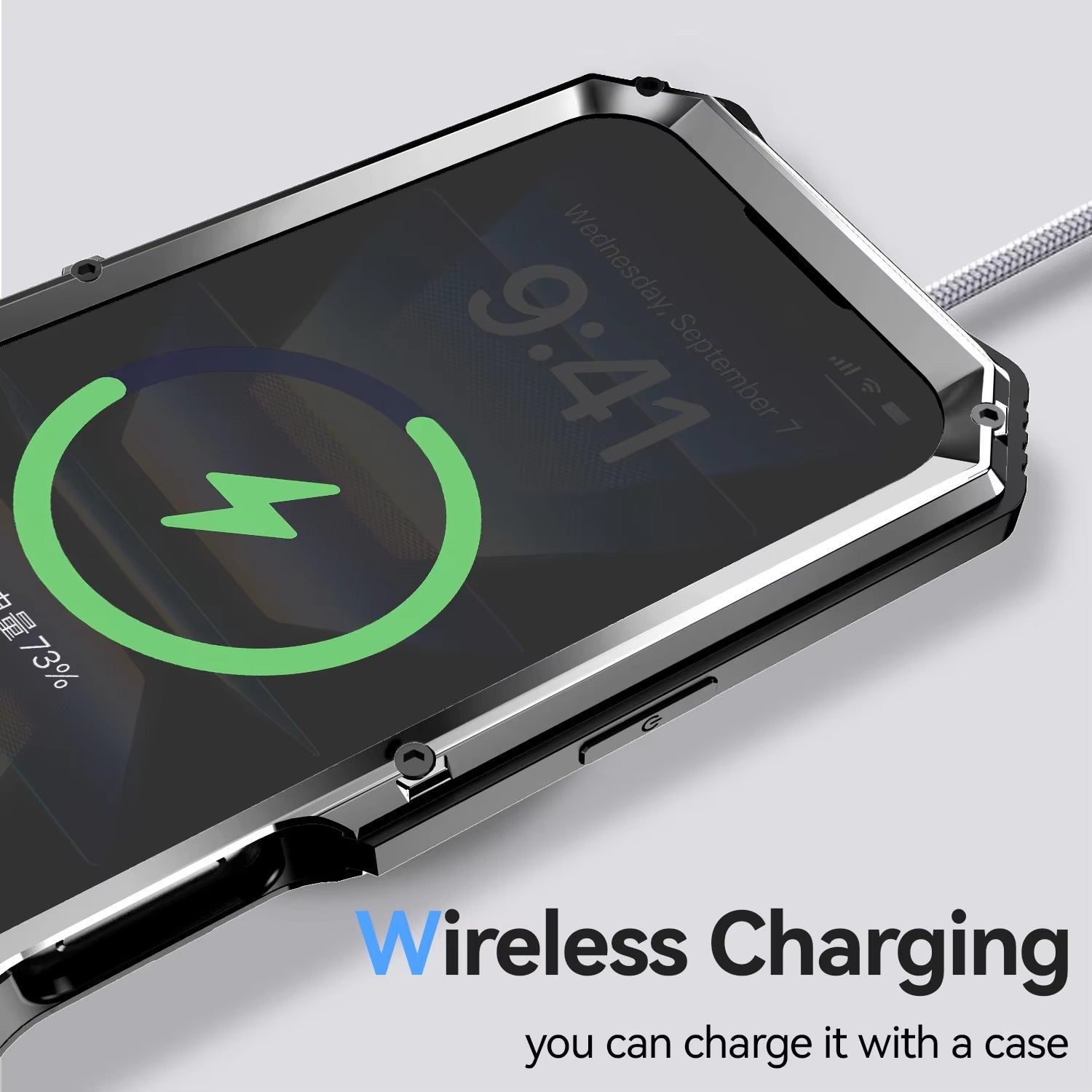 Rugged iPhone Case — Heavy-Duty Aluminum Armor Cover with Built-In Glass Screen Protector, Kickstand, Shockproof Dual-Layer Design and Dustproof Anti-Fingerprint Finish