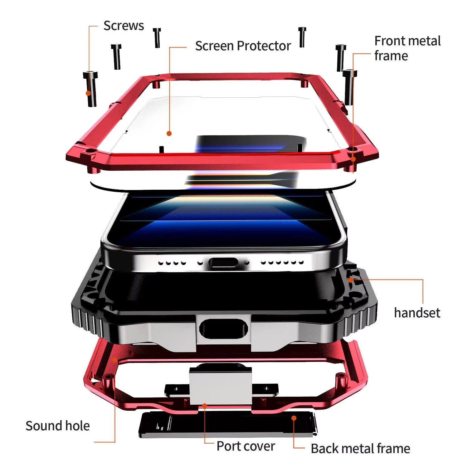 Rugged iPhone Case — Heavy-Duty Aluminum Armor Cover with Built-In Glass Screen Protector, Kickstand, Shockproof Dual-Layer Design and Dustproof Anti-Fingerprint Finish