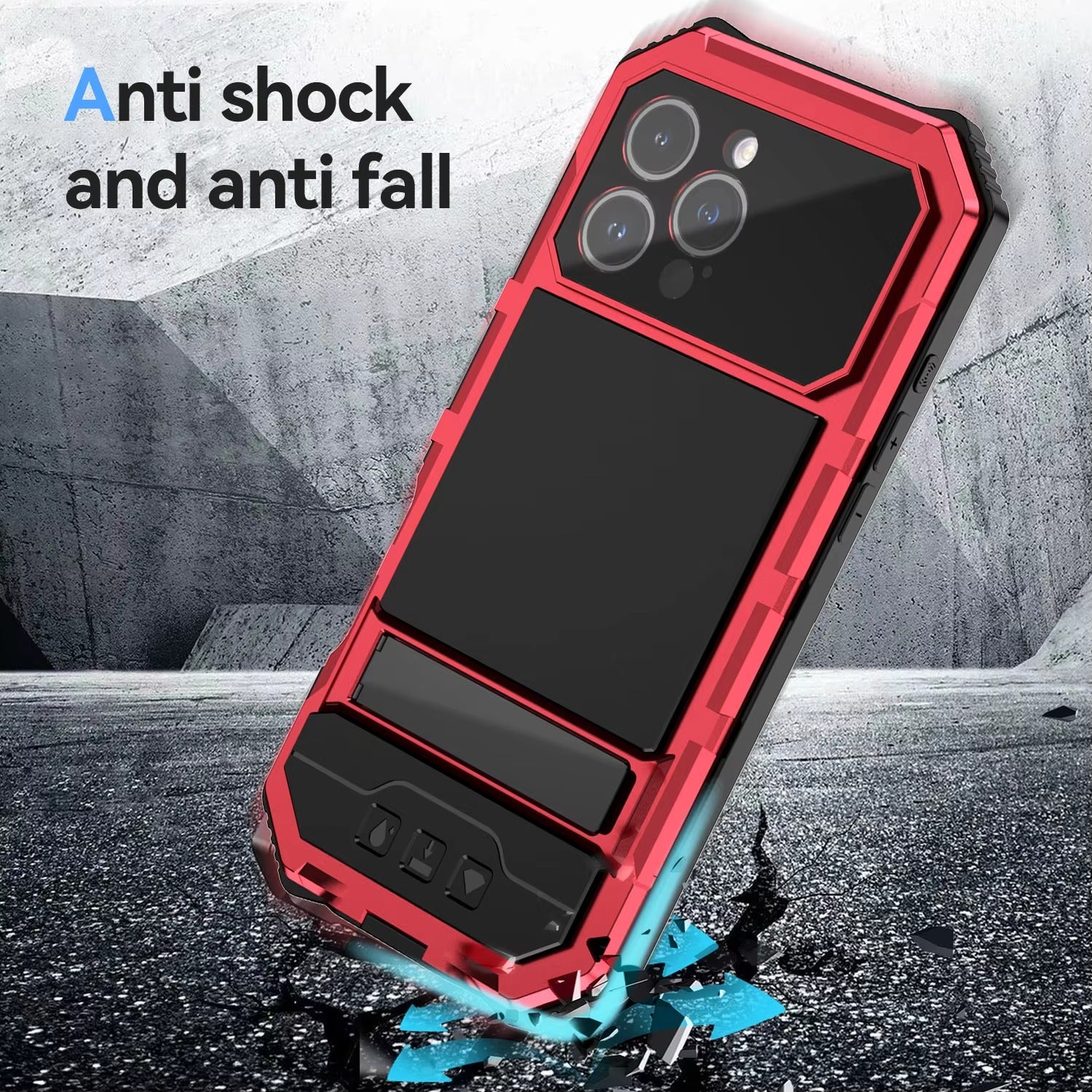 Rugged iPhone Case — Heavy-Duty Aluminum Armor Cover with Built-In Glass Screen Protector, Kickstand, Shockproof Dual-Layer Design and Dustproof Anti-Fingerprint Finish