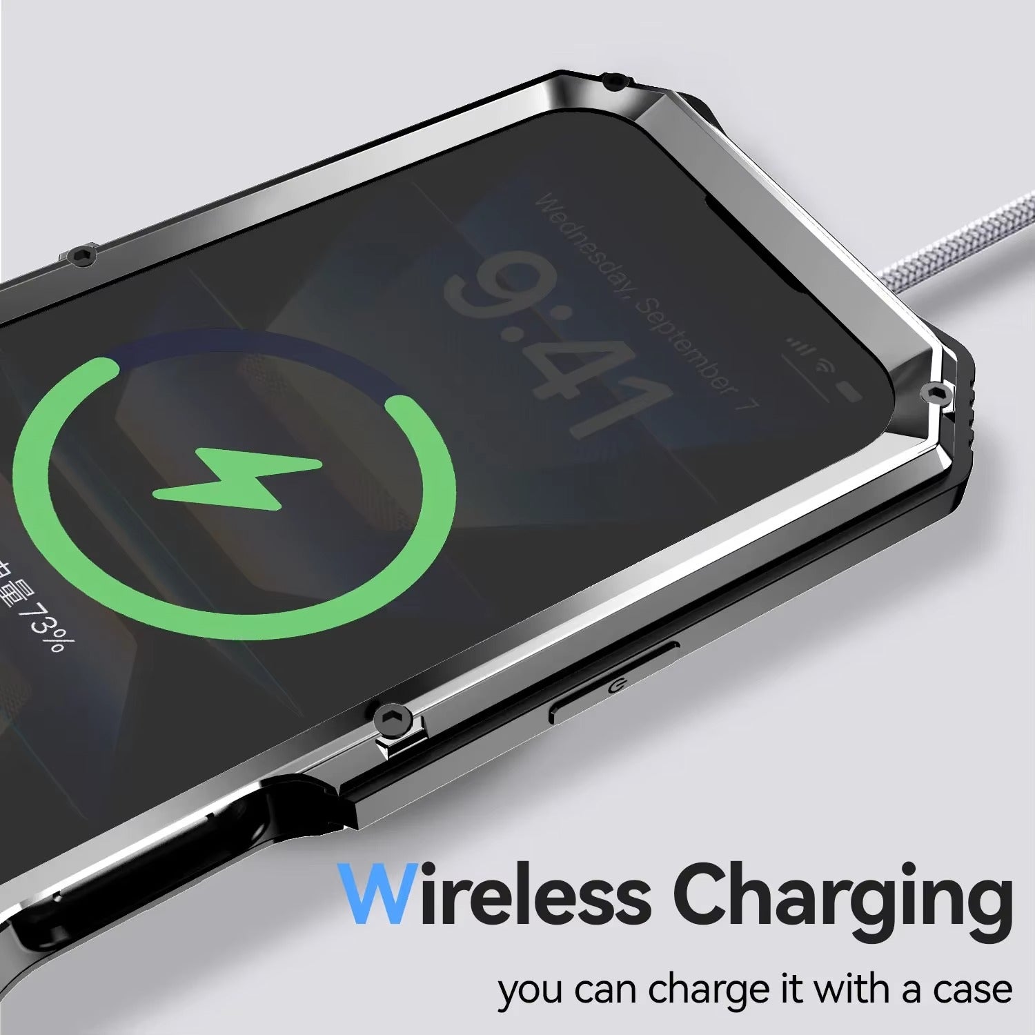 Rugged iPhone Case — Heavy-Duty Aluminum Armor Cover with Built-In Glass Screen & Lens Protectors, Shockproof Dual-Layer Design and Kickstand for Outdoor Usev