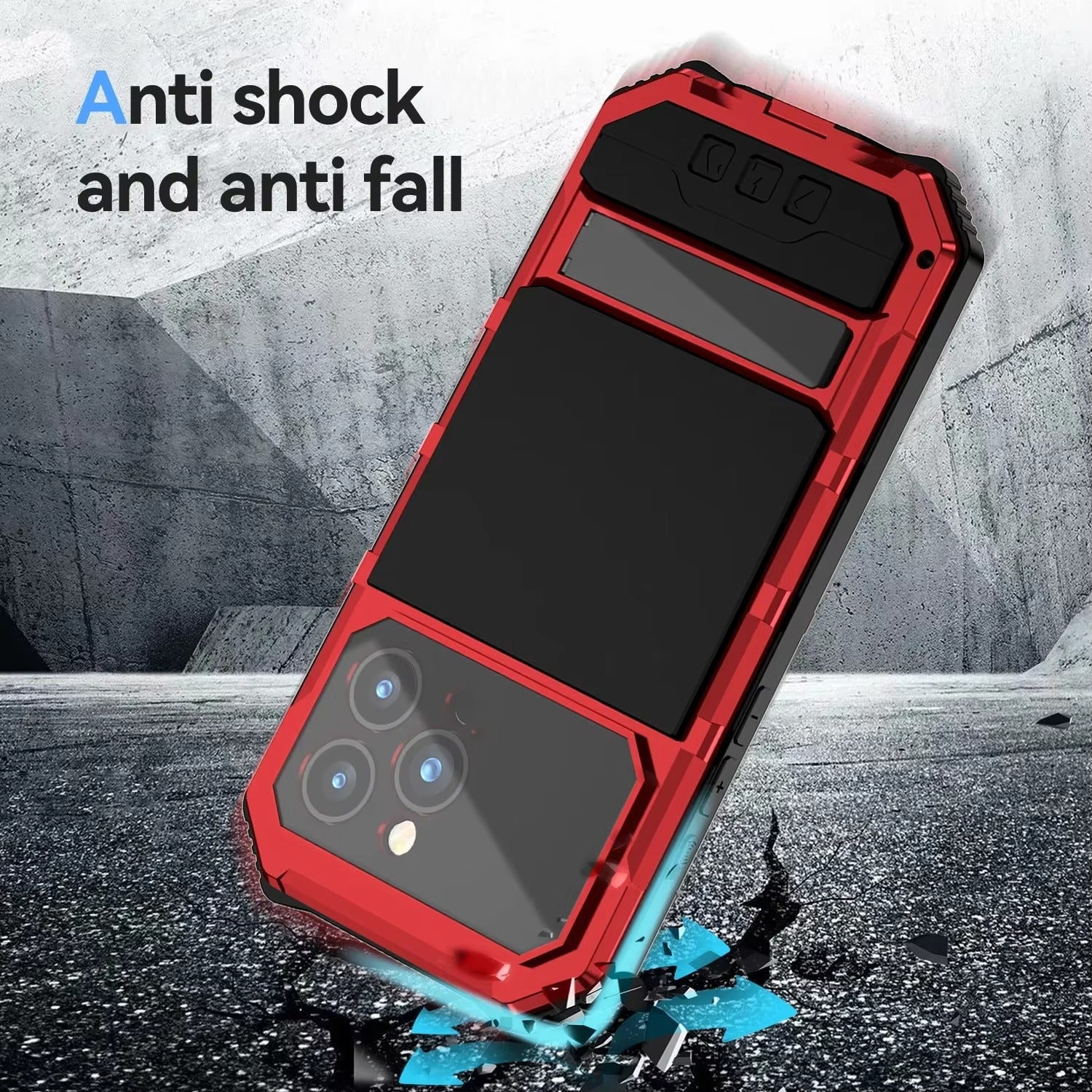 Rugged iPhone Case — Heavy-Duty Aluminum Armor Cover with Built-In Glass Screen & Lens Protectors, Shockproof Dual-Layer Design and Kickstand for Outdoor Use