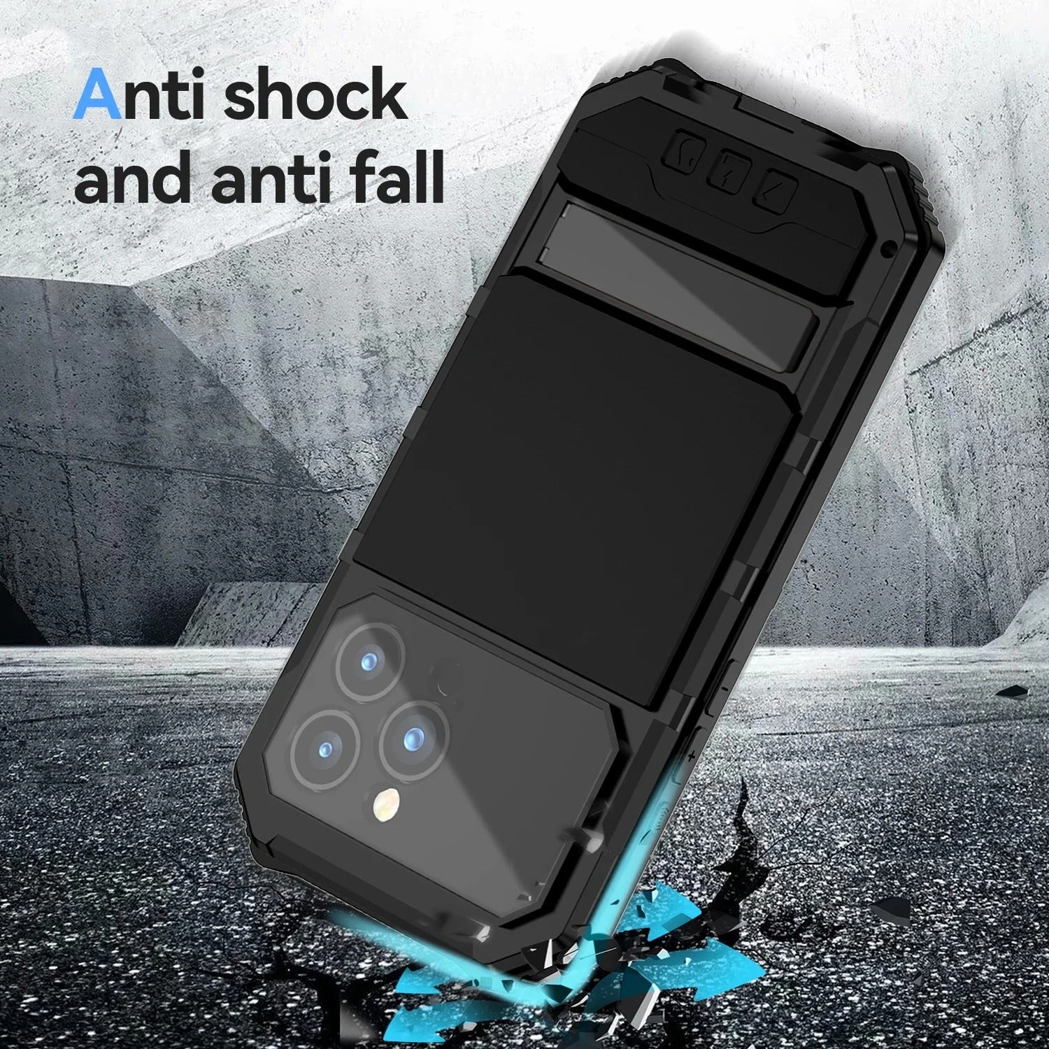 Rugged iPhone Case — Heavy-Duty Aluminum Armor Cover with Built-In Glass Screen & Lens Protectors, Shockproof Dual-Layer Design and Kickstand for Outdoor Use