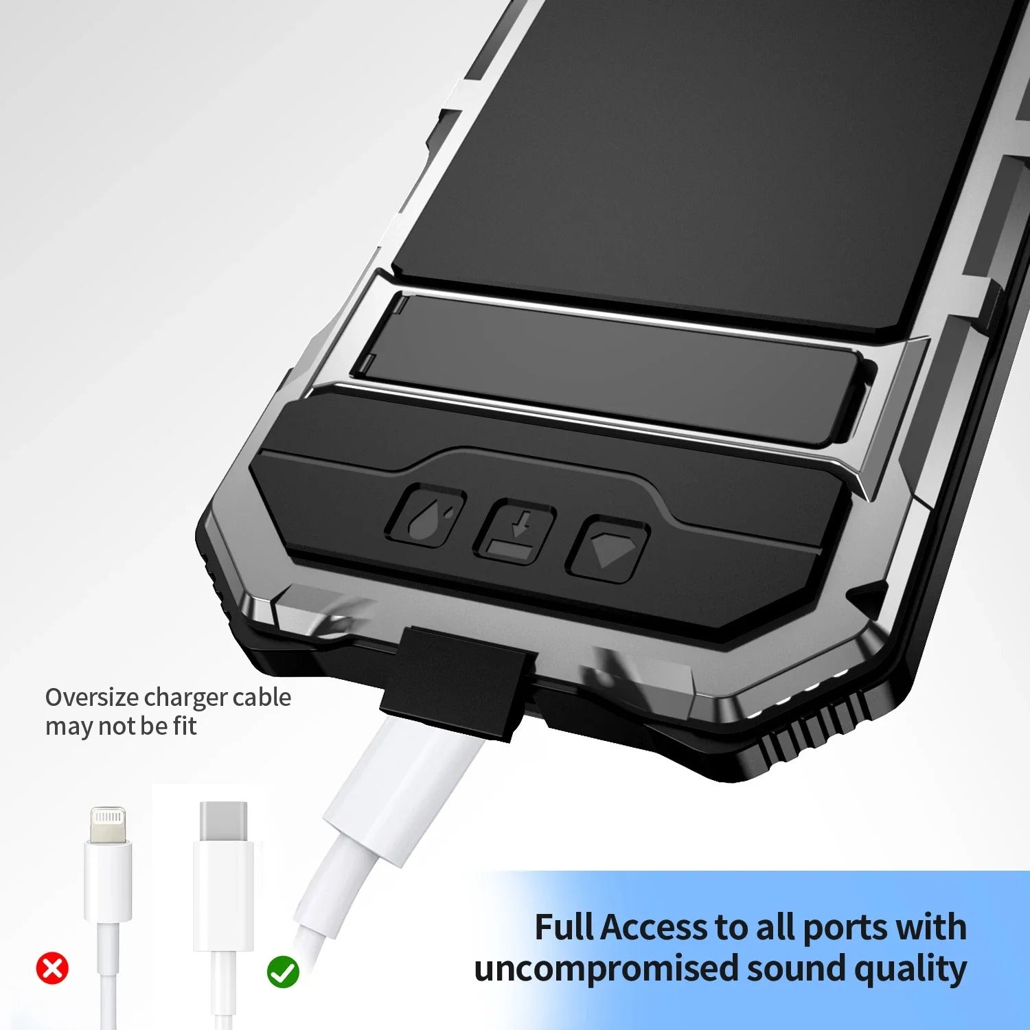 Rugged iPhone Case — Heavy-Duty Aluminum Armor Cover with Built-In Glass Screen & Lens Protectors, Shockproof Dual-Layer Design and Kickstand for Outdoor Use