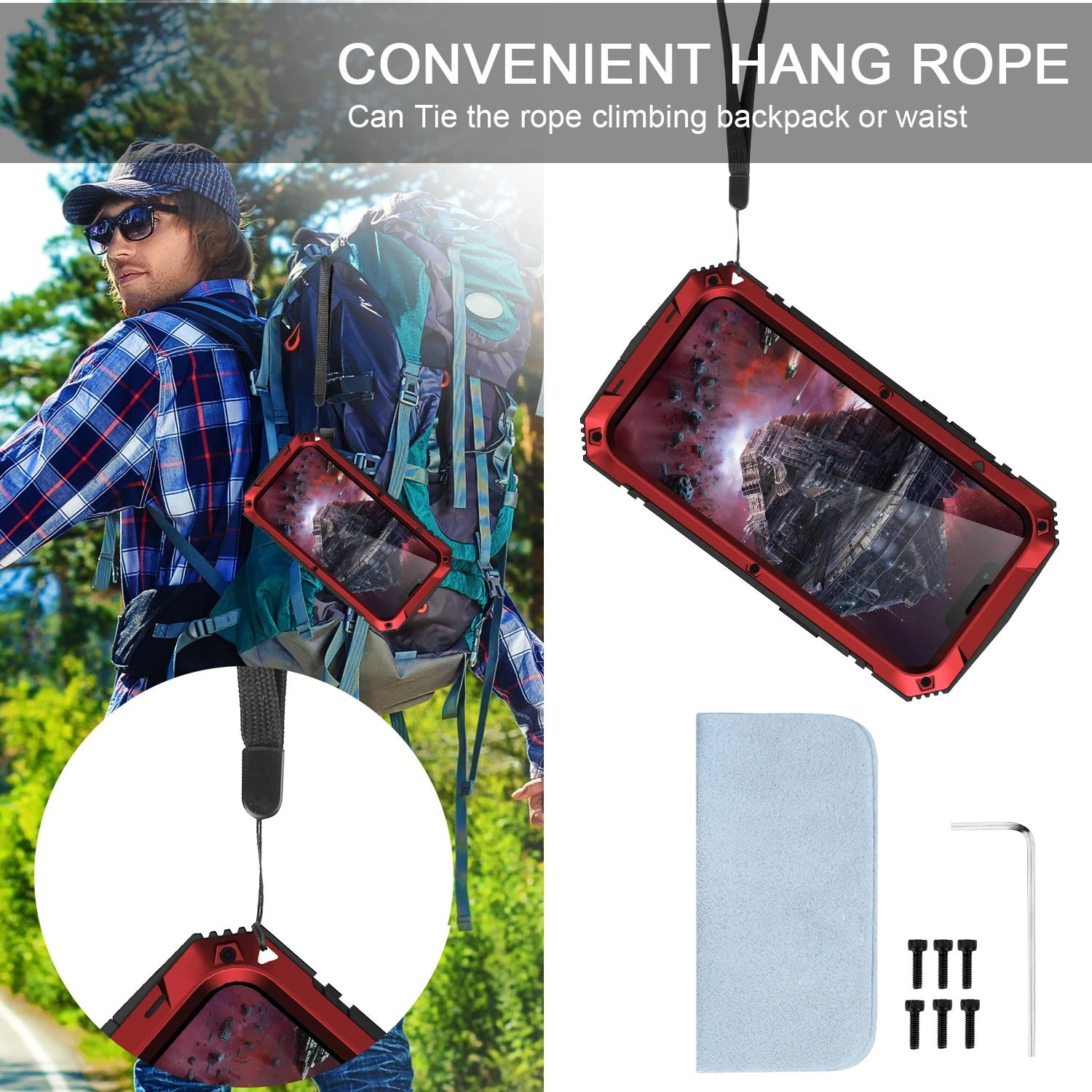 Rugged iPhone Case — Heavy-Duty Aluminum Armor Cover with Shockproof Bumper Design, Screen Guard Protection and Dustproof Anti-Fingerprint Finish