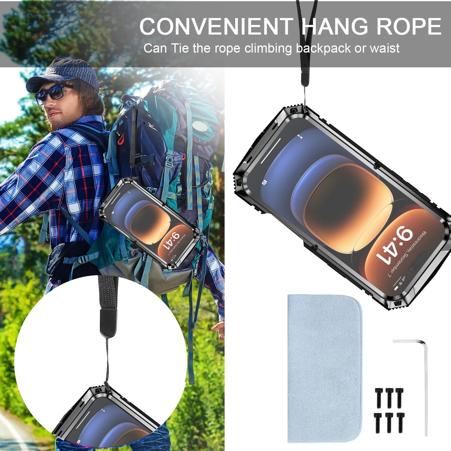 Rugged iPhone Case — Heavy-Duty Aluminum Armor Cover with Shockproof Bumper Design, Screen Guard Protection and Dustproof Anti-Fingerprint Finish