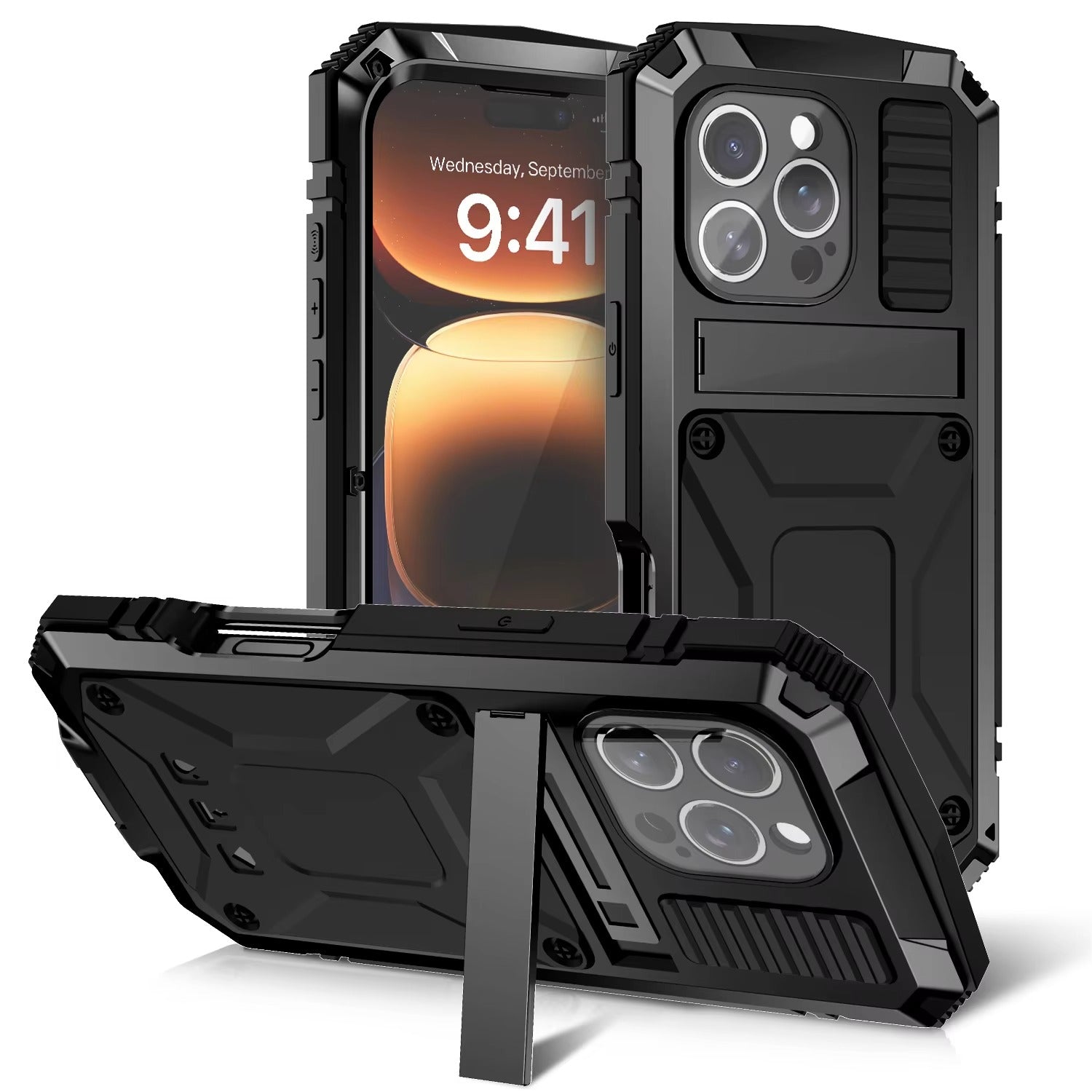 Rugged iPhone Case — Heavy-Duty Aluminum Armor Cover with Shockproof Bumper Design, Screen Guard Protection and Dustproof Anti-Fingerprint Finish
