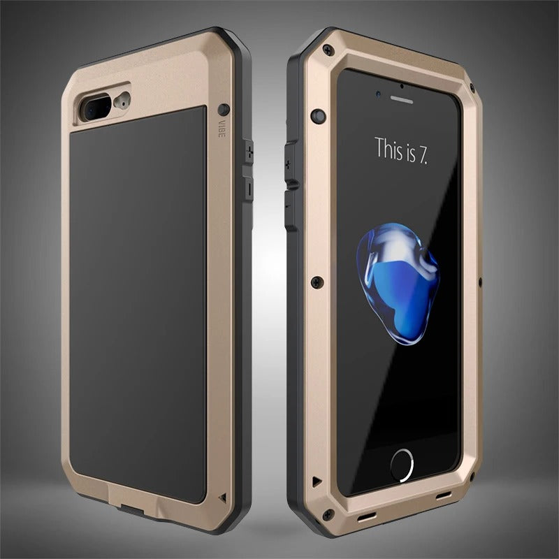 Rugged iPhone Case — Heavy-Duty Aluminum Military Cover with Gorilla Glass Screen Protection, Full-Body Shockproof Dustproof Non-Slip Design