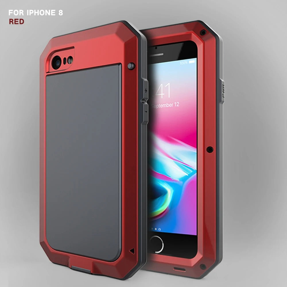 Rugged iPhone Case — Heavy-Duty Aluminum Military Cover with Gorilla Glass Screen Protection, Full-Body Shockproof Dustproof Non-Slip Design