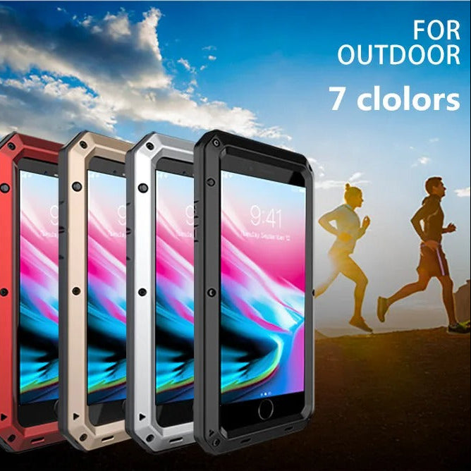 Rugged iPhone Case — Heavy-Duty Aluminum Military Cover with Gorilla Glass Screen Protection, Full-Body Shockproof Dustproof Non-Slip Design