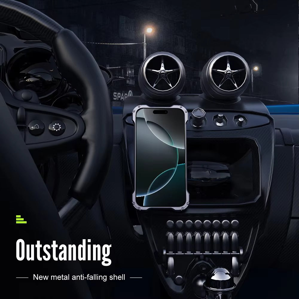 Rugged iPhone Case — Heavy-Duty Aluminum + Carbon Fiber Bumper Cover with Shockproof Design, Magnetic Heat-Dissipation Build and Lens Protector