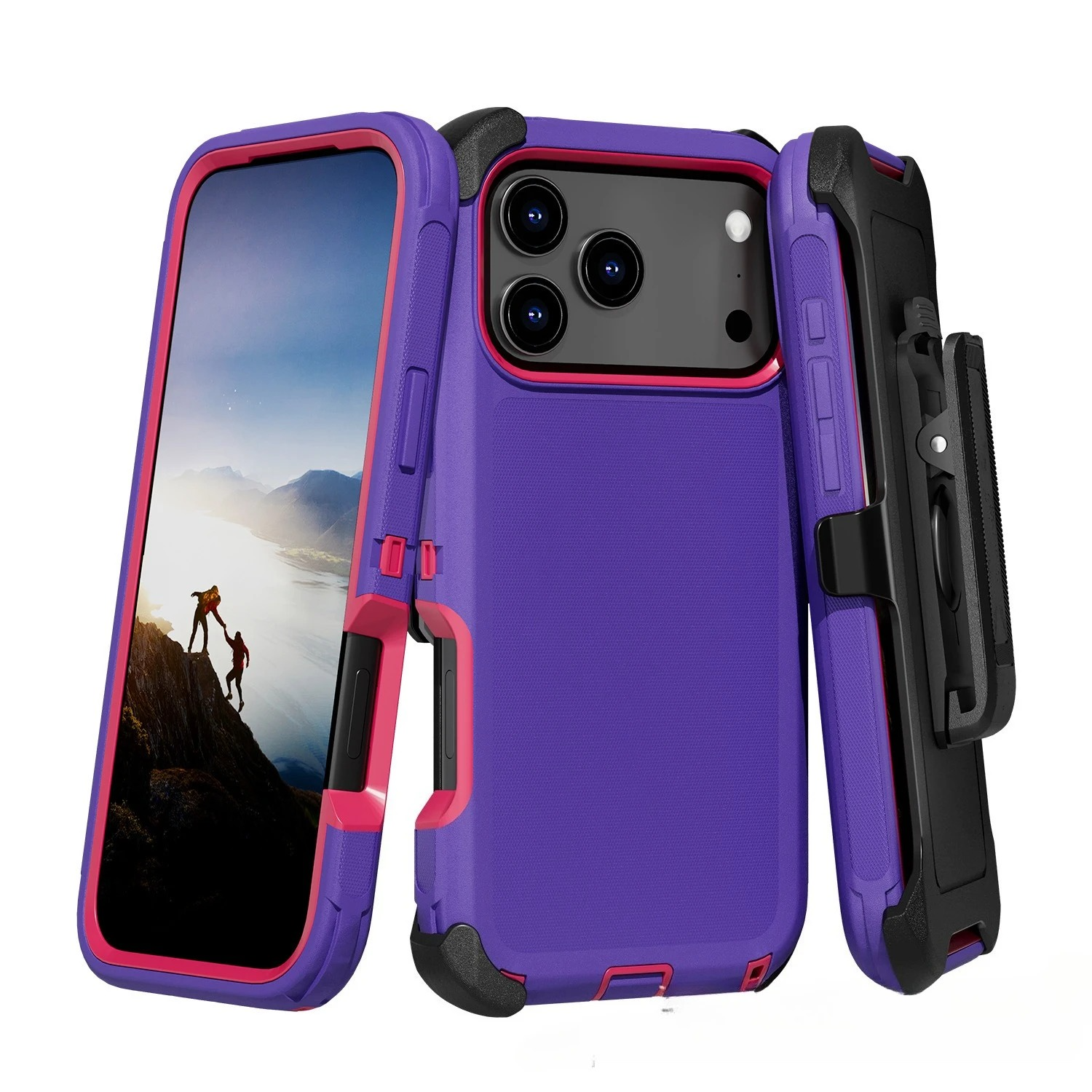 Rugged iPhone Case — Heavy-Duty Armor Cover with Belt Clip, Shockproof Dual-Layer PC+TPU Protection, Matte Anti-Slip Anti-Fingerprint Design
