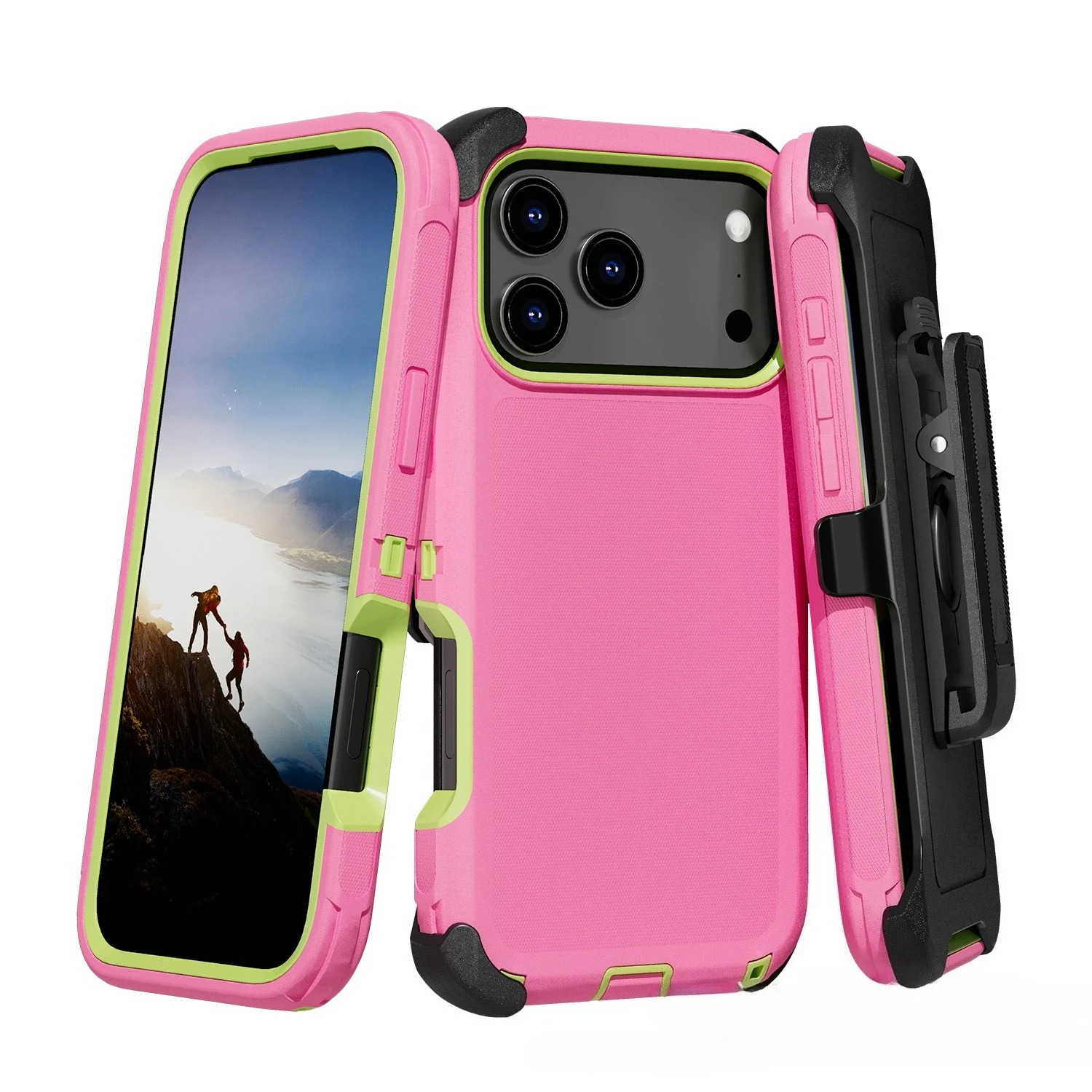 Rugged iPhone Case — Heavy-Duty Armor Cover with Belt Clip, Shockproof Dual-Layer PC+TPU Protection, Matte Anti-Slip Anti-Fingerprint Design