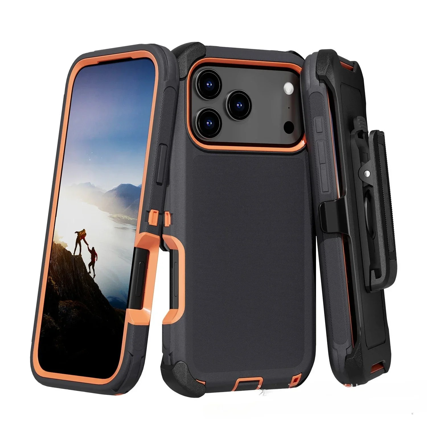 Rugged iPhone Case — Heavy-Duty Armor Cover with Belt Clip, Shockproof Dual-Layer PC+TPU Protection, Matte Anti-Slip Anti-Fingerprint Design