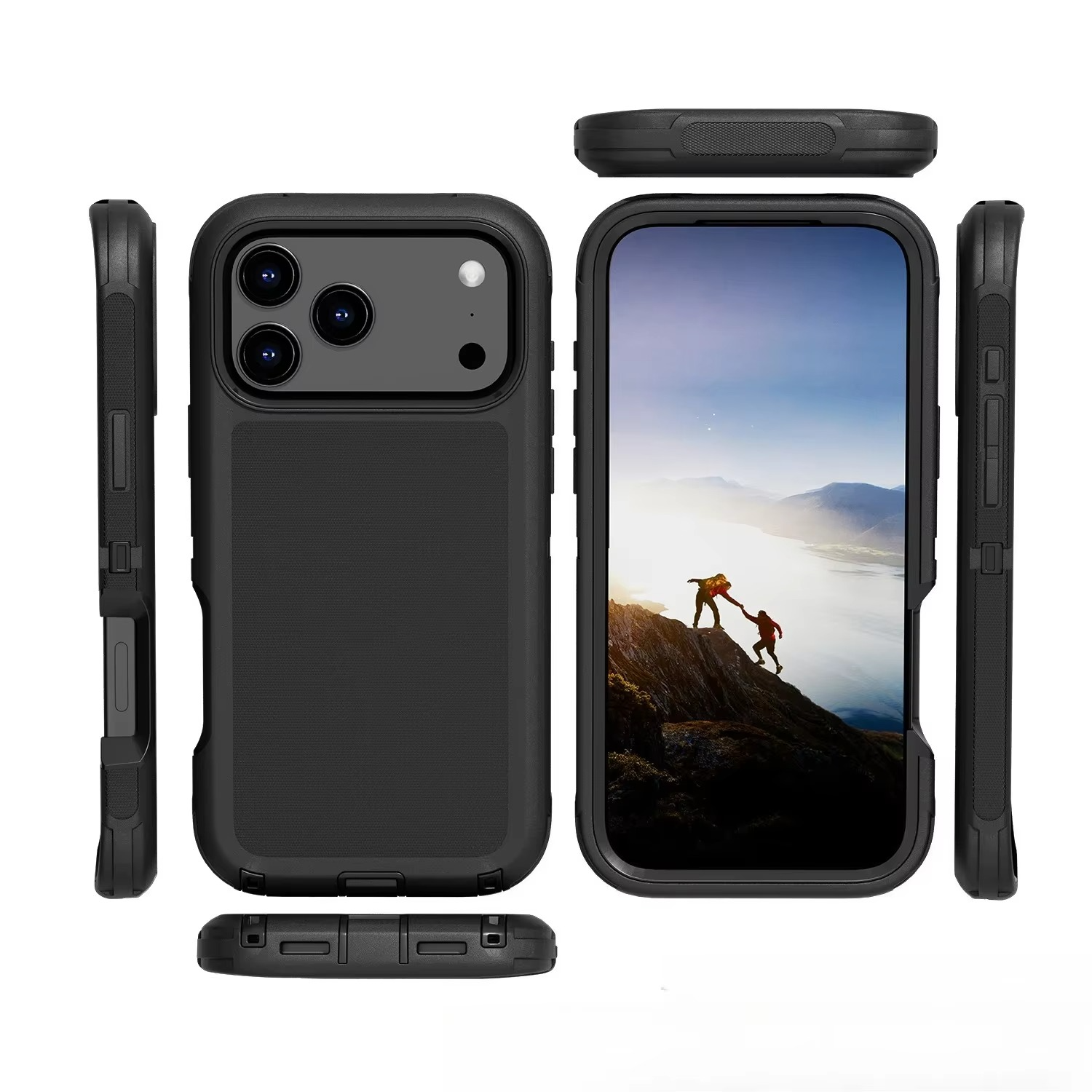 Rugged iPhone Case — Heavy-Duty Armor Cover with Belt Clip, Shockproof Dual-Layer PC+TPU Protection, Matte Anti-Slip Anti-Fingerprint Design