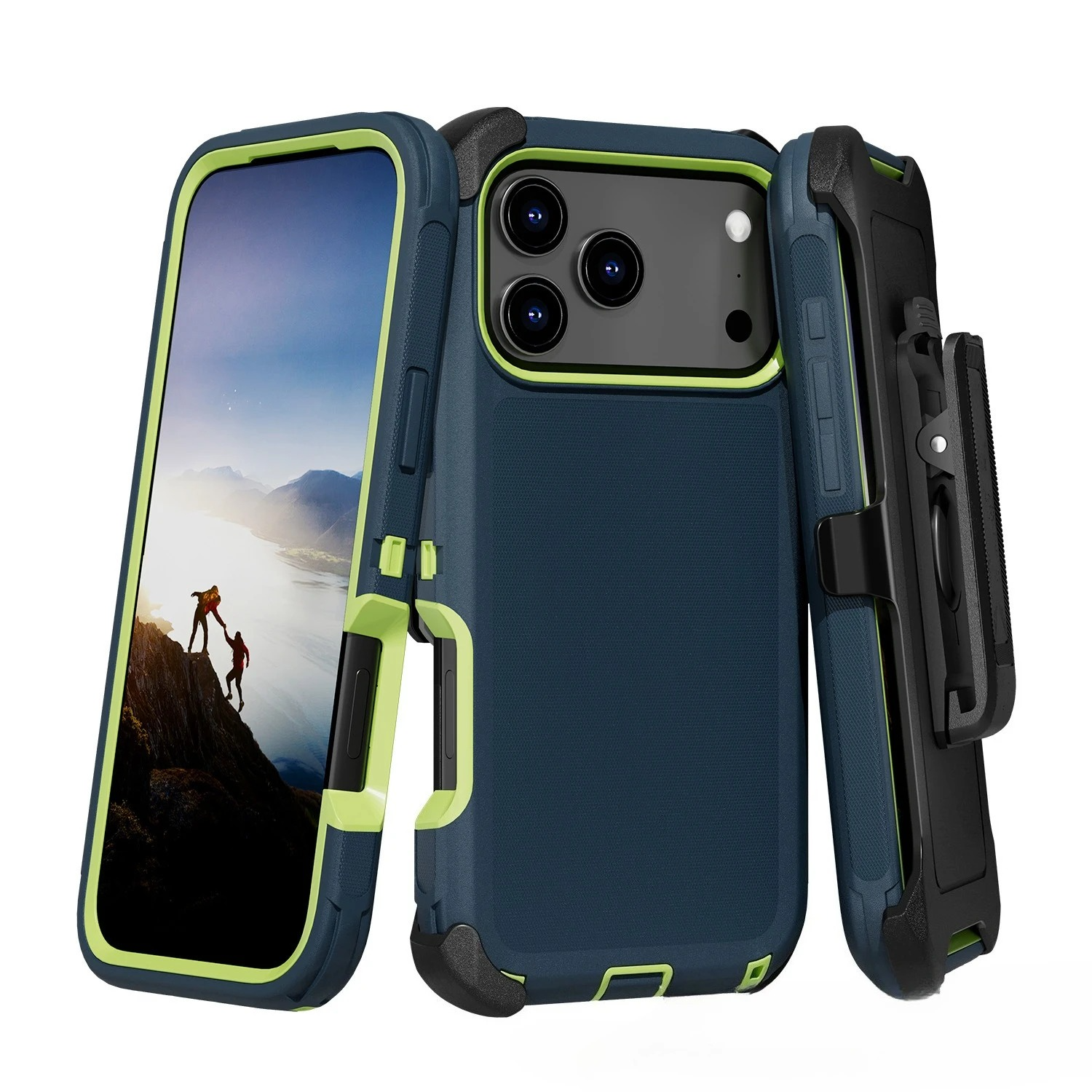 Rugged iPhone Case — Heavy-Duty Armor Cover with Belt Clip, Shockproof Dual-Layer PC+TPU Protection, Matte Anti-Slip Anti-Fingerprint Design