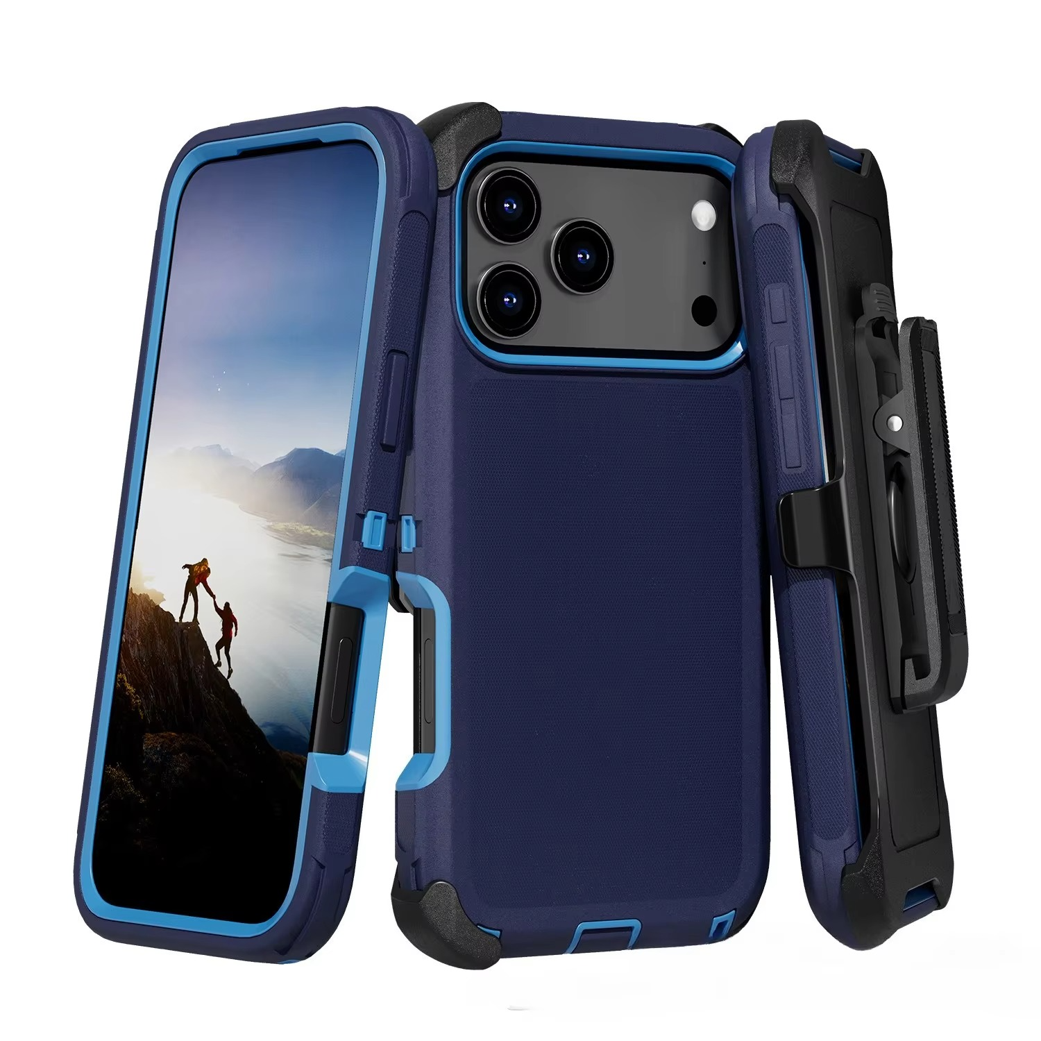 Rugged iPhone Case — Heavy-Duty Armor Cover with Belt Clip, Shockproof Dual-Layer PC+TPU Protection, Matte Anti-Slip Anti-Fingerprint Design