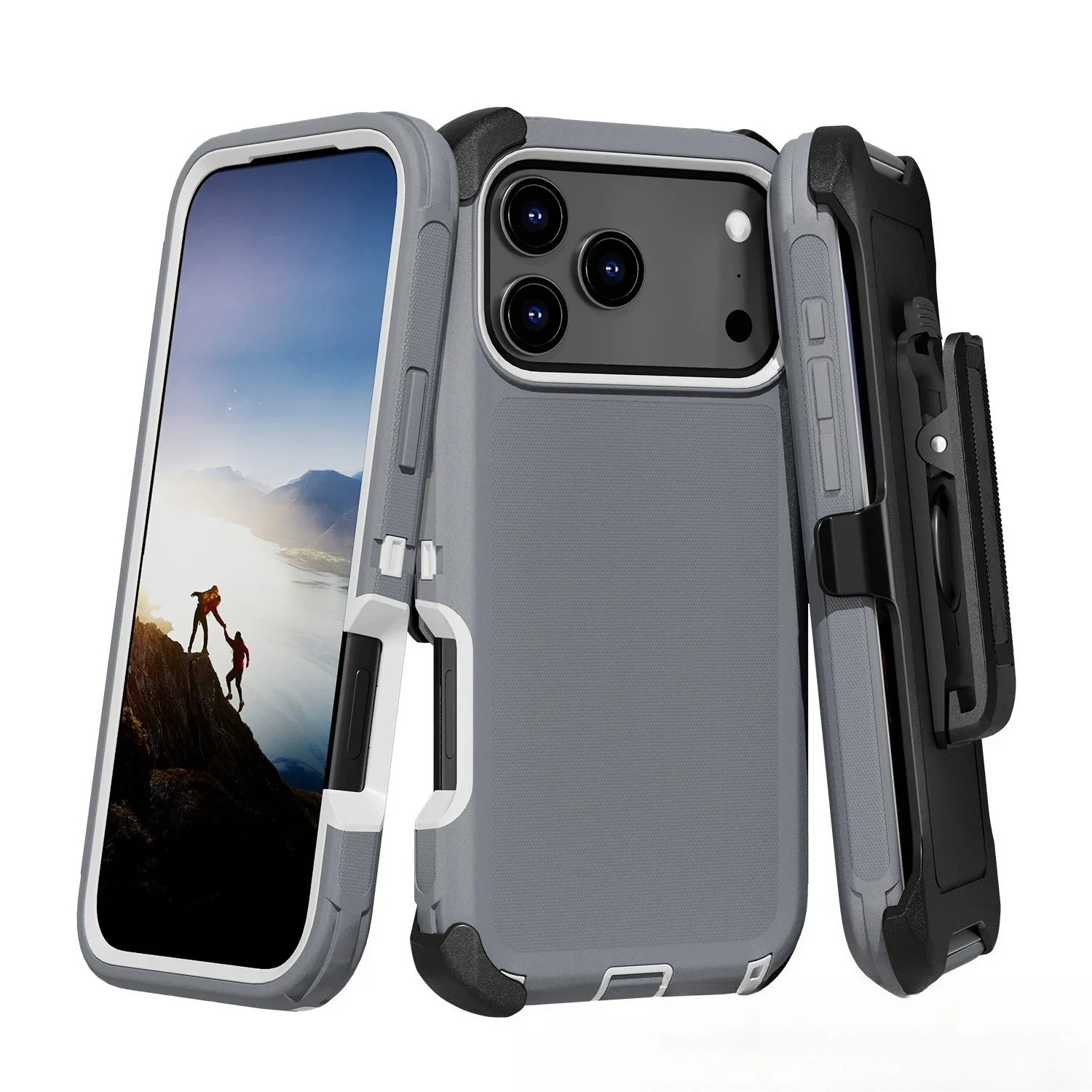 Rugged iPhone Case — Heavy-Duty Armor Cover with Belt Clip, Shockproof Dual-Layer PC+TPU Protection, Matte Anti-Slip Anti-Fingerprint Design