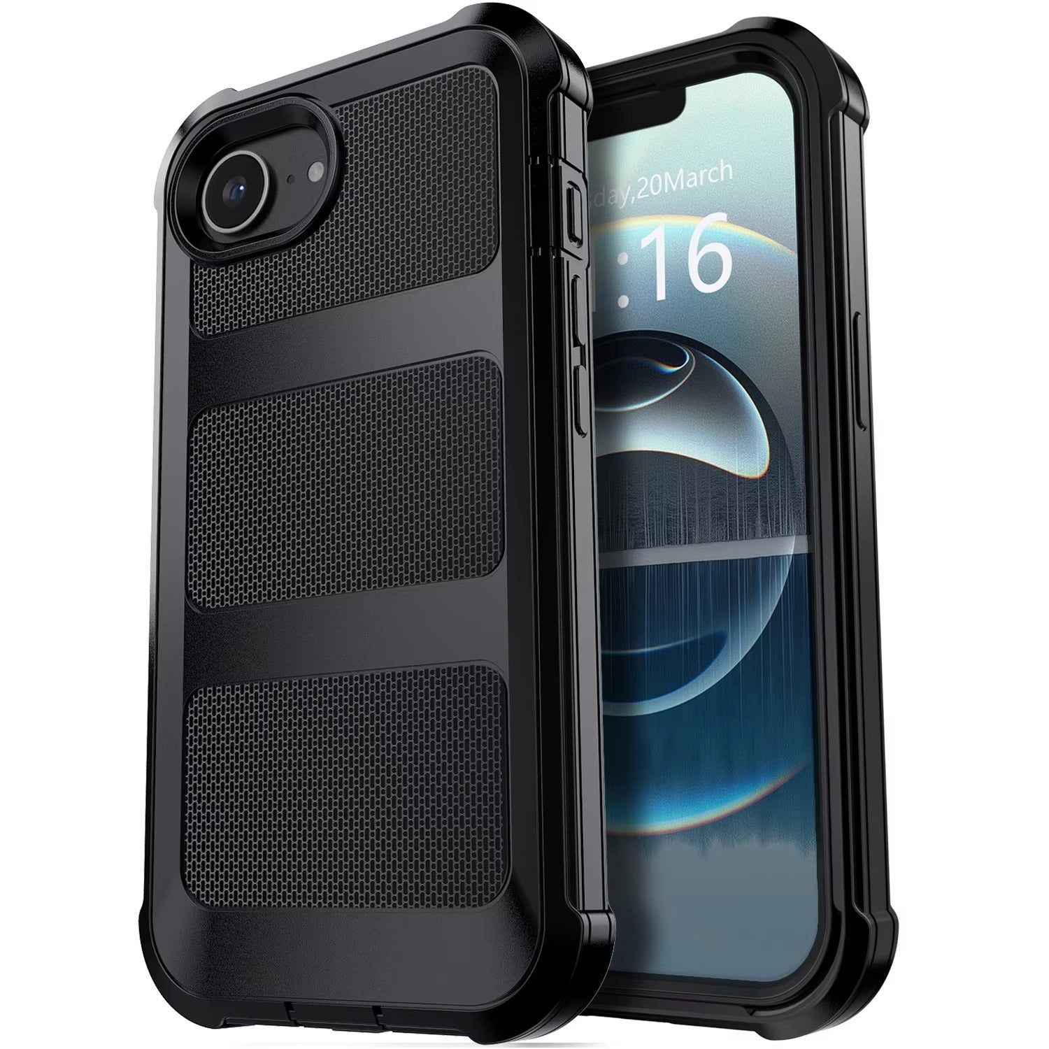 Rugged iPhone Case — Heavy-Duty Dual-Layer Hybrid Protective Cover with Shockproof Hard PC Back, Raised Edges and Matte Anti-Fingerprint Design