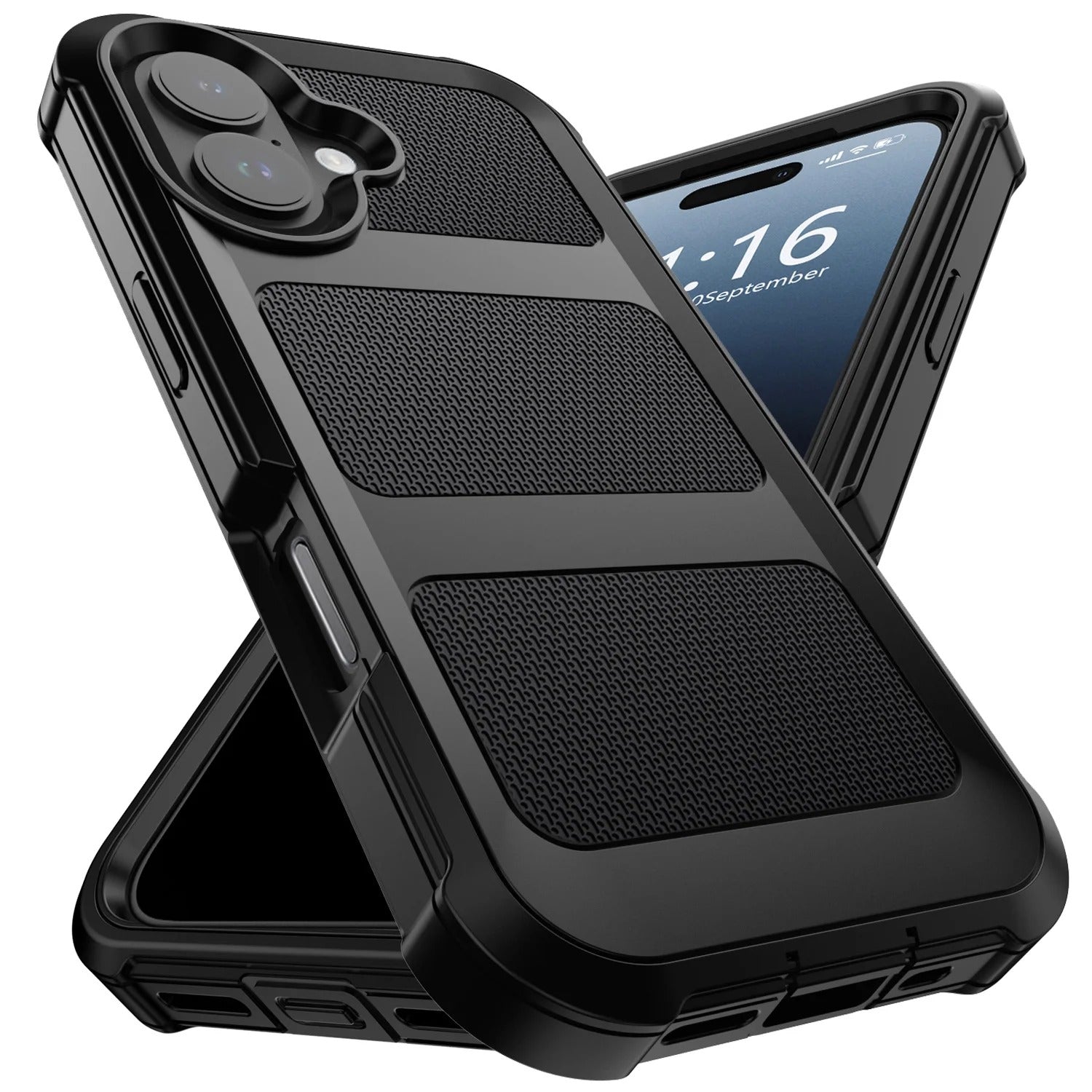 Rugged iPhone Case — Heavy-Duty Dual-Layer Hybrid Protective Cover with Shockproof Hard PC Back, Raised Edges and Matte Anti-Fingerprint Design