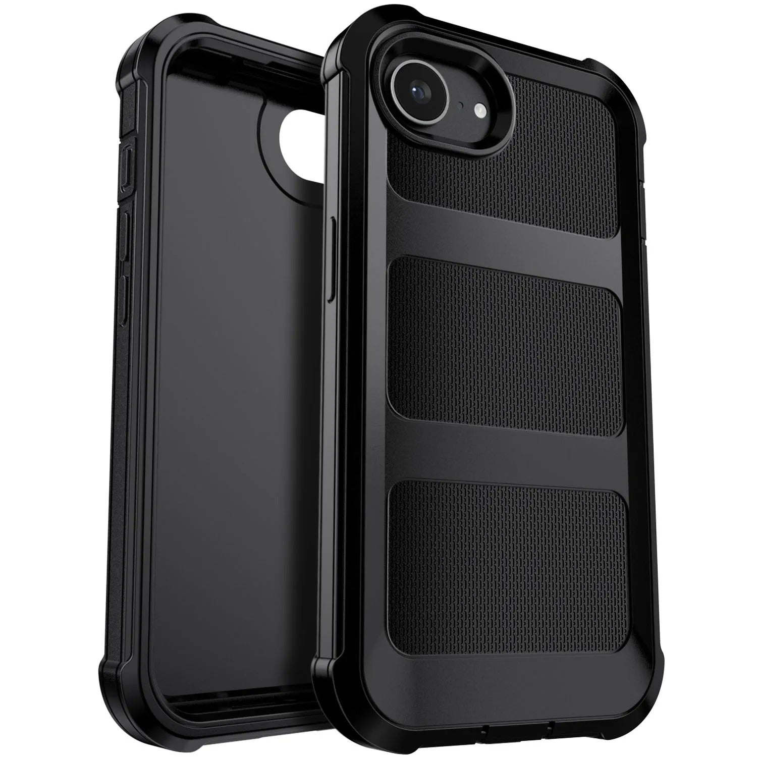 Rugged iPhone Case — Heavy-Duty Dual-Layer Hybrid Protective Cover with Shockproof Hard PC Back, Raised Edges and Matte Anti-Fingerprint Design