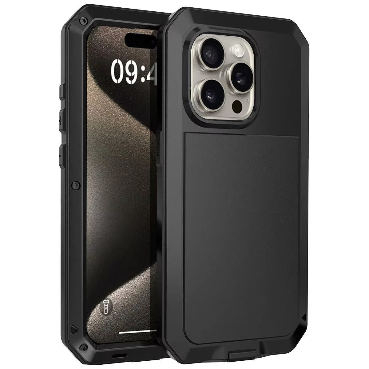 Rugged iPhone Case — Heavy-Duty Metal Aluminum Armor Cover with Tempered Glass, Shockproof Dual-Layer Protection, Non-Slip Outdoor Military Design