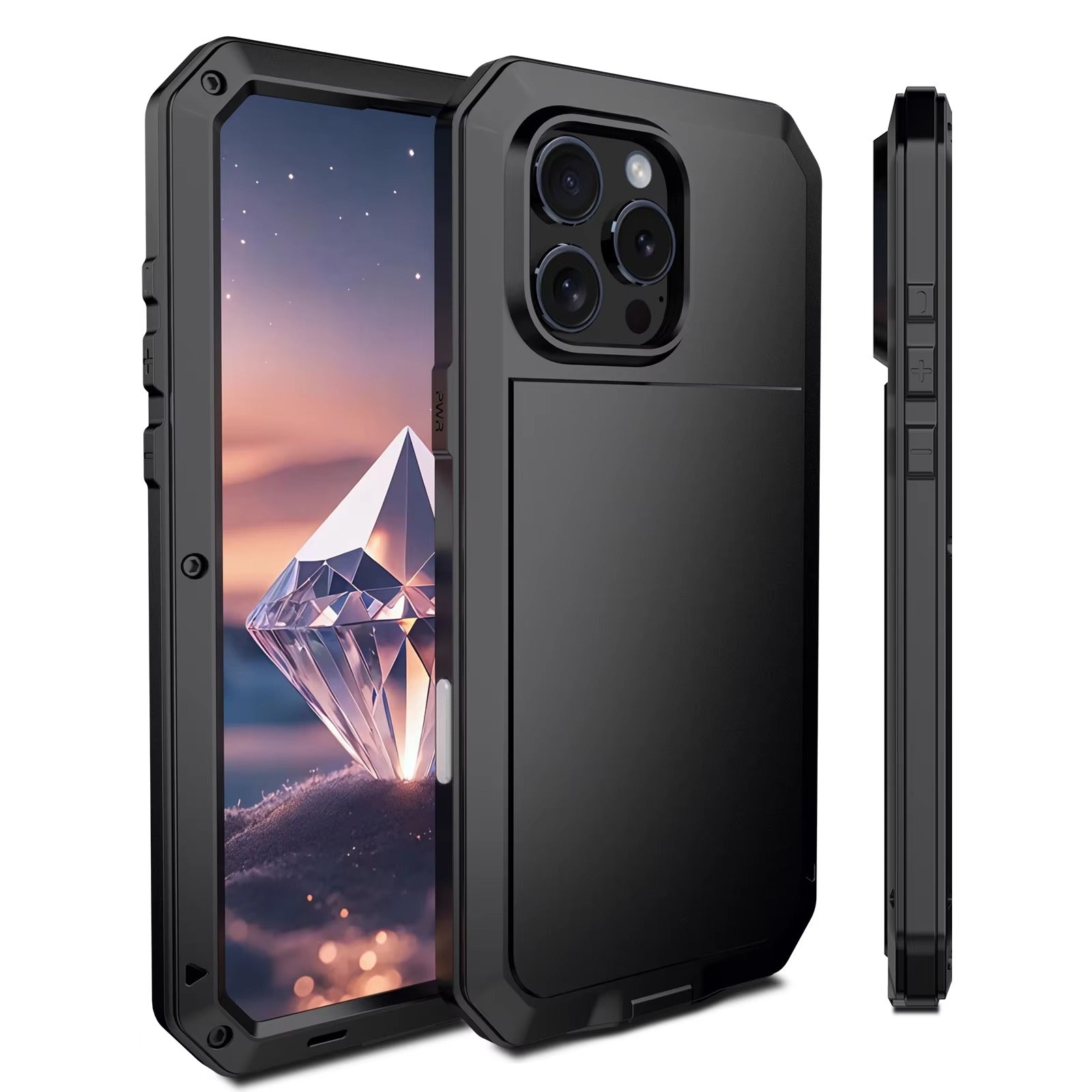 Rugged iPhone Case — Heavy-Duty Metal Aluminum Armor Cover with Tempered Glass, Shockproof Dual-Layer Protection, Non-Slip Outdoor Military Design