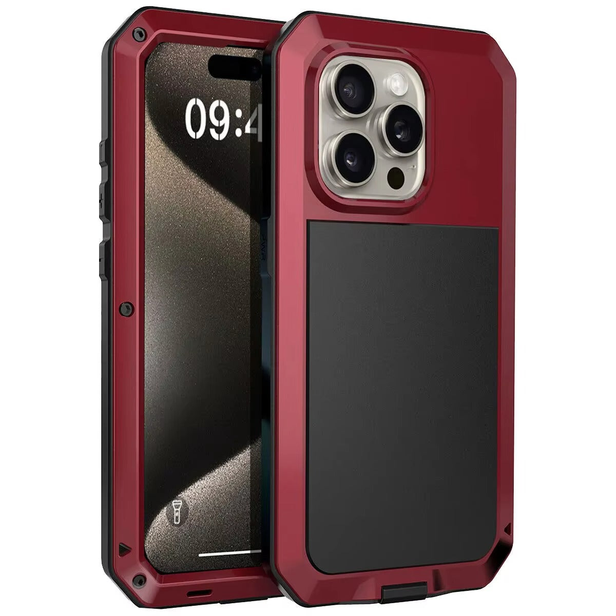 Rugged iPhone Case — Heavy-Duty Metal Aluminum Armor Cover with Tempered Glass, Shockproof Dual-Layer Protection, Non-Slip Outdoor Military Design