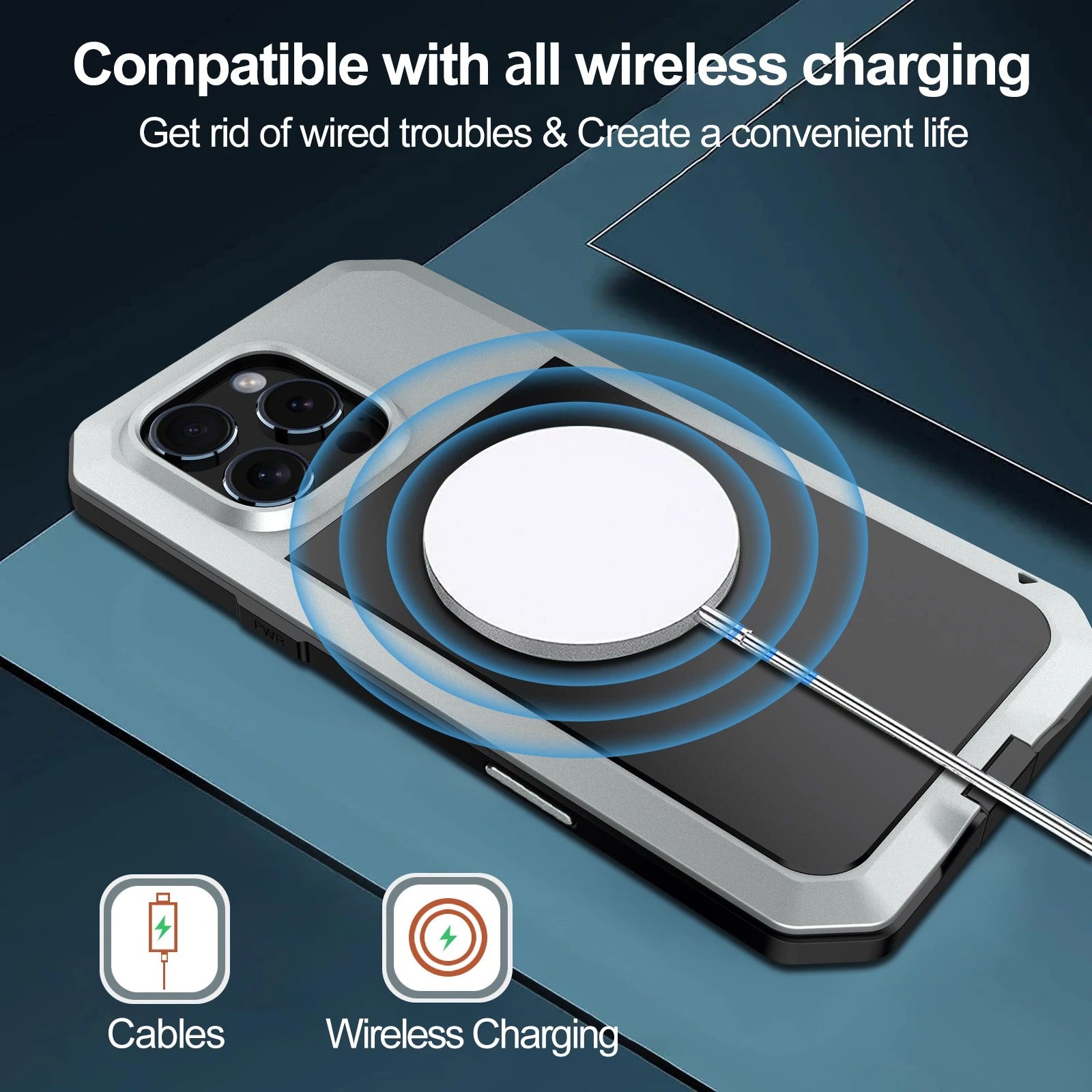 Rugged iPhone Case — Heavy-Duty Metal Aluminum Armor Cover with Tempered Glass, Shockproof Dual-Layer Protection, Non-Slip Outdoor Military Design