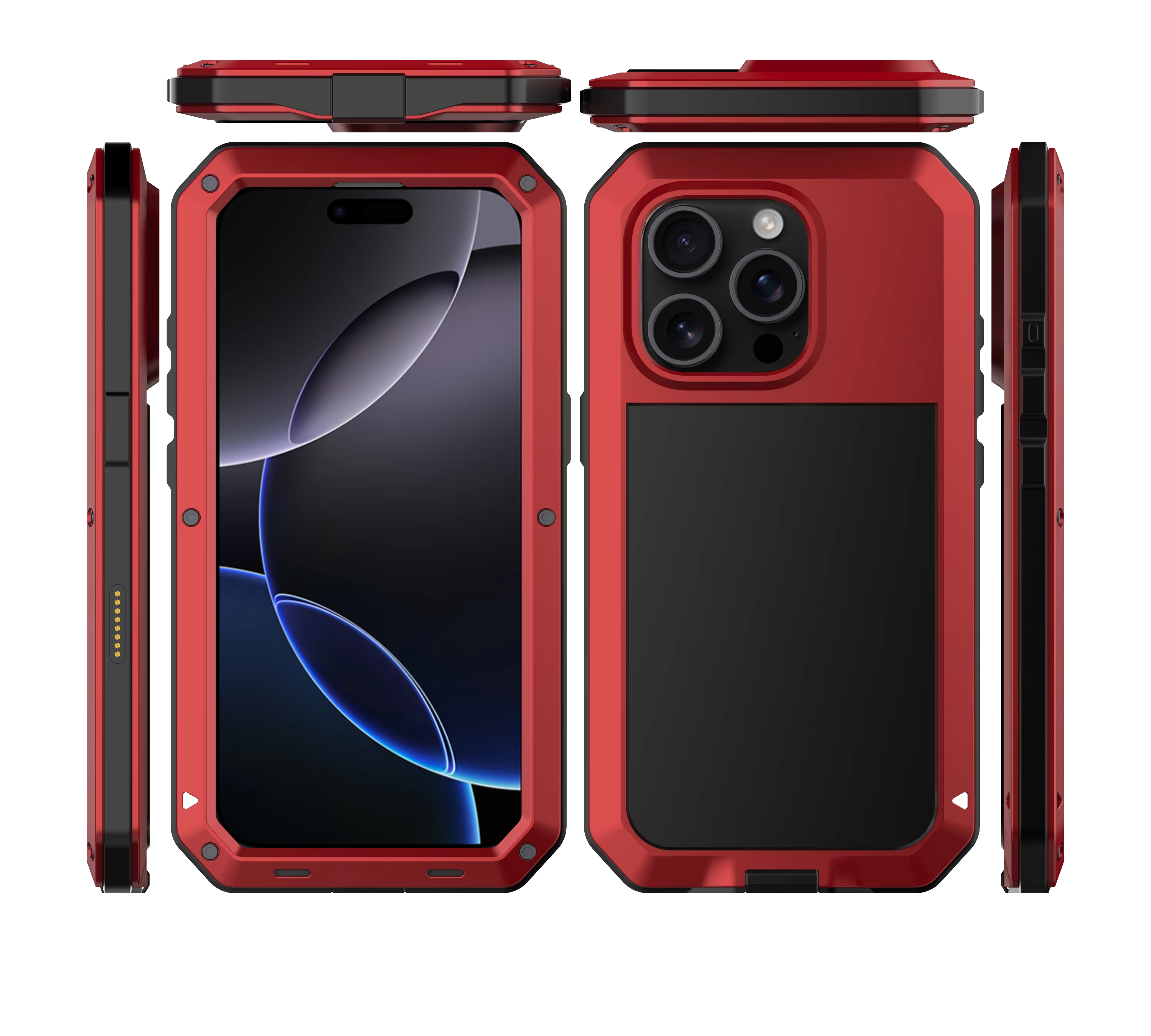 Rugged iPhone Case — Heavy-Duty Metal Tank Armor Cover with Shockproof Waterproof Design, Screen Film Protection and Anti-Fingerprint Non-Slip Finish