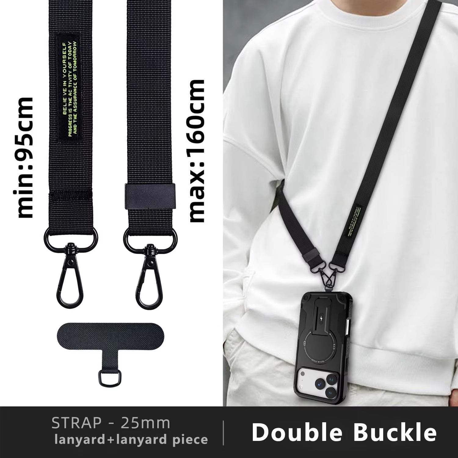 Rugged iPhone Case — Hybrid Shockproof Magnetic Cover with Kickstand, Adjustable Lanyard Strap and Dual-Layer Hard PC Protection