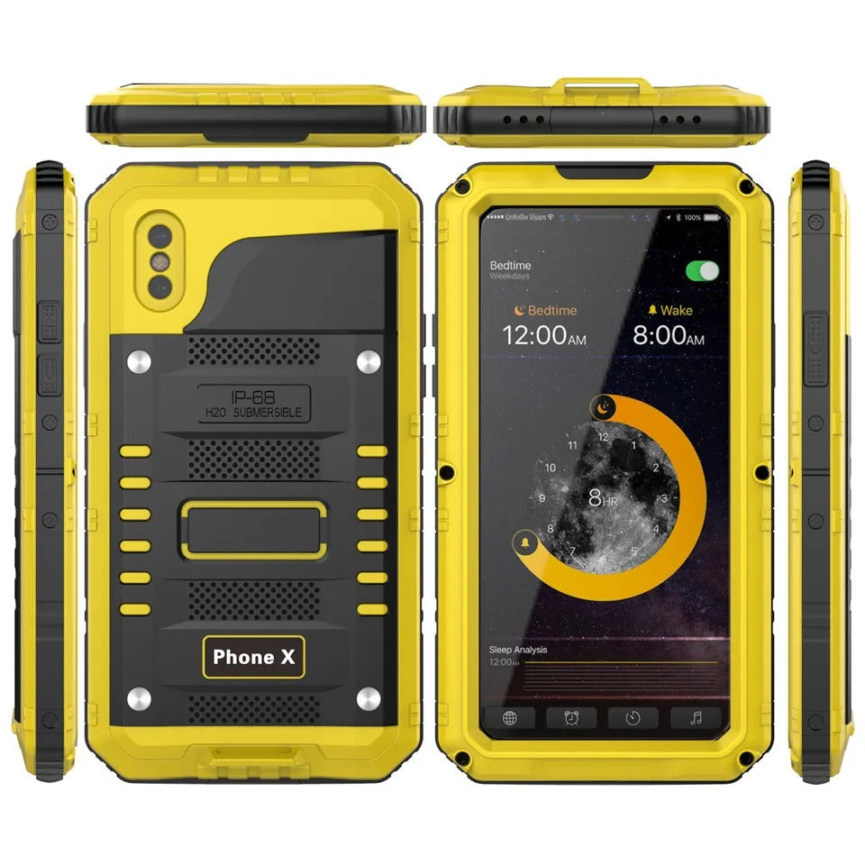 Rugged iPhone Case — IP68 Waterproof Aluminum Metal Armor Cover with Screen Protector, Heavy-Duty Shockproof Full-Body Protection and Underwater Photo Support