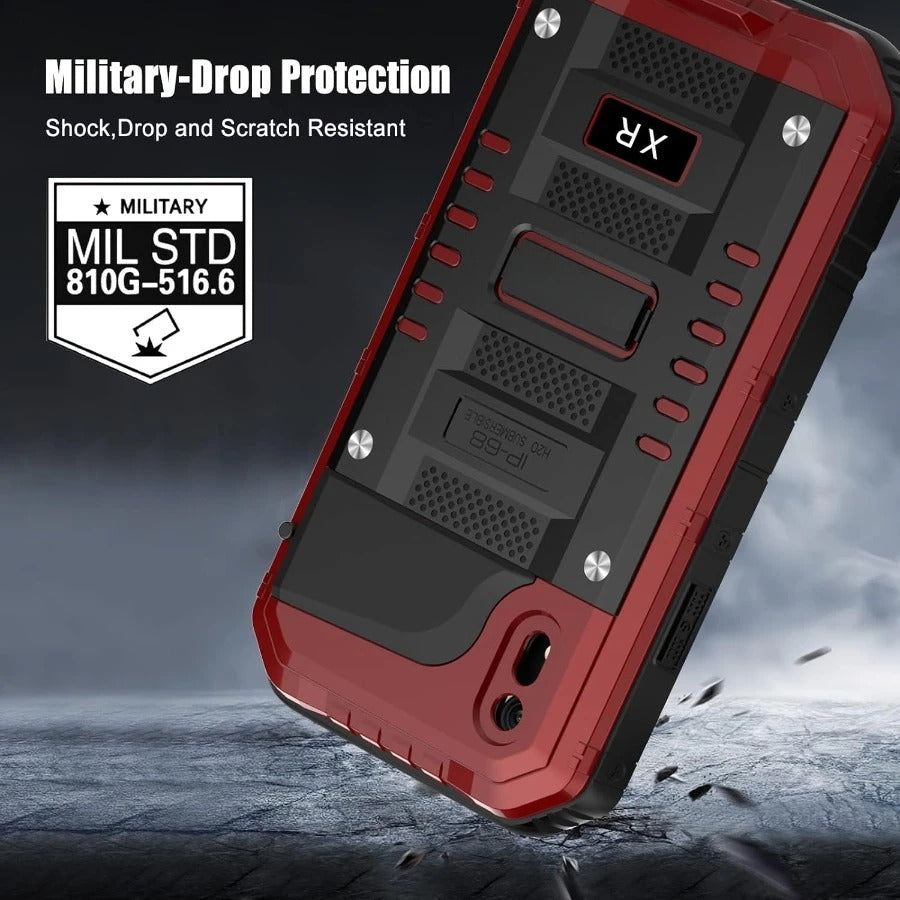 Rugged iPhone Case — IP68 Waterproof Aluminum Metal Armor Cover with Screen Protector, Heavy-Duty Shockproof Full-Body Protection and Underwater Photo Support
