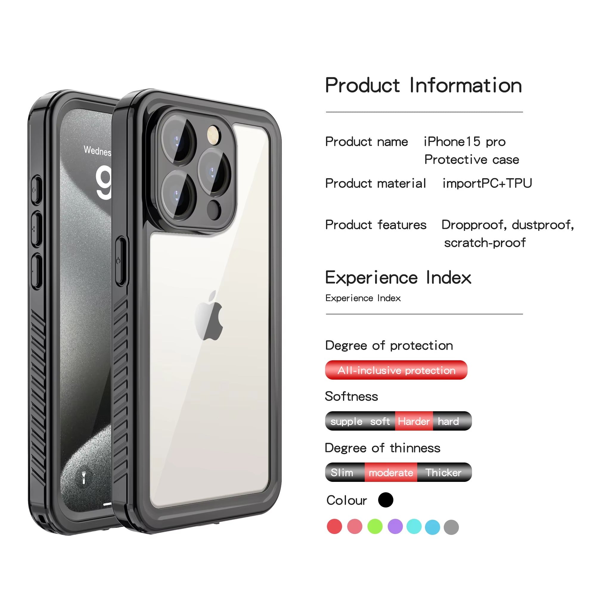 Rugged iPhone Case — IP68 Waterproof Full-Body Magnetic Cover with Built-In Screen Protector, Dual-Layer Drop Protection and 360° Dustproof Non-Slip Design