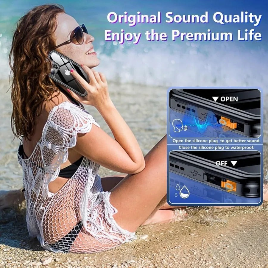 Rugged iPhone Case — IP68 Waterproof Full-Body Magnetic Cover with Built-In Screen Protector, Dual-Layer Drop Protection and 360° Dustproof Non-Slip Design