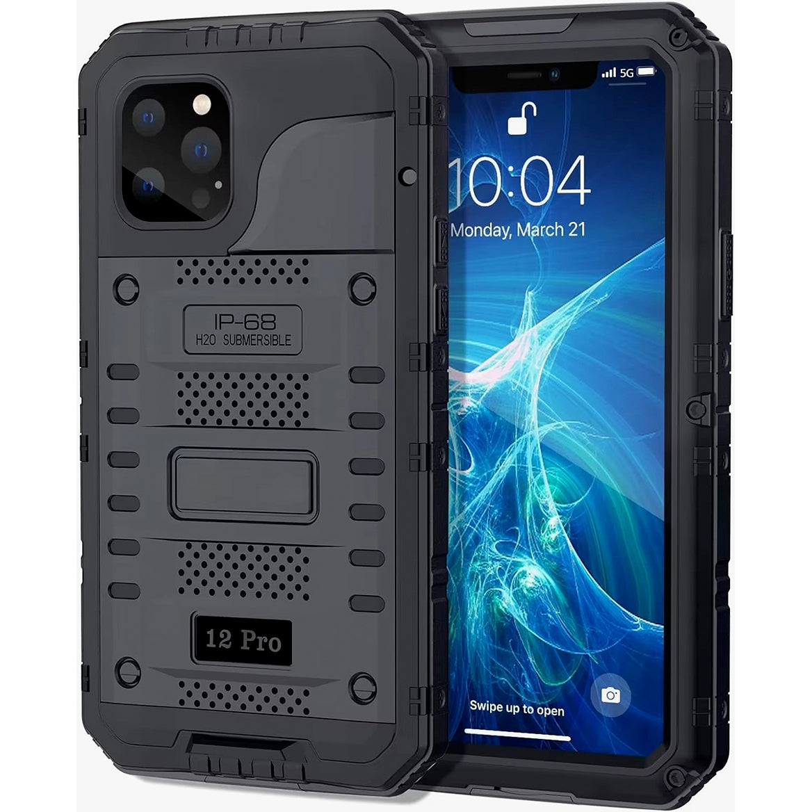 Rugged iPhone Case — IP68 Waterproof Metal Armor Cover with Full-Body Shockproof Protection, Screen Guard, Dustproof Heavy-Duty Design