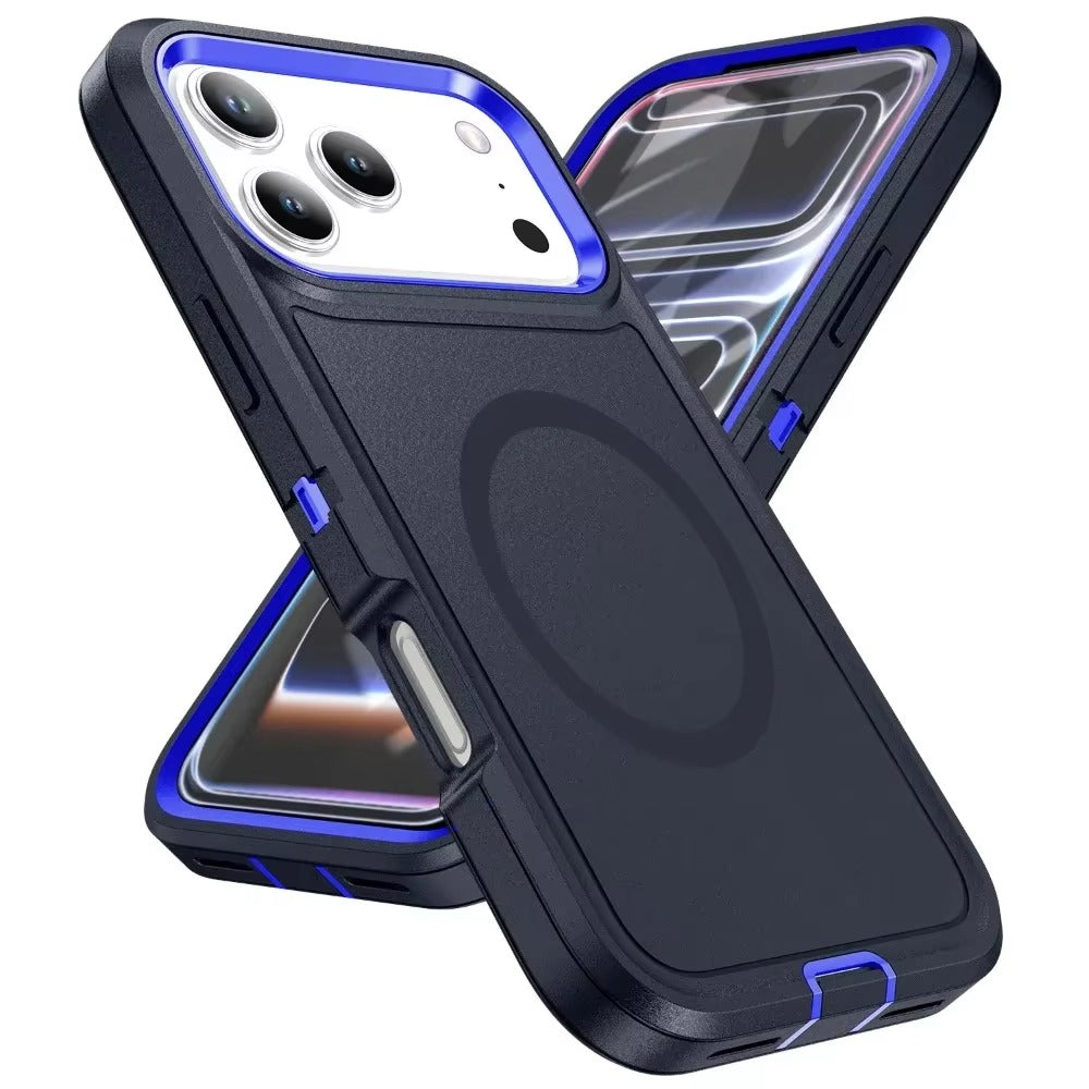 Rugged iPhone Case — MagSafe Armor Shockproof PC+TPU Defender Cover with Impact-Resistant Anti-Slip Durable Protection