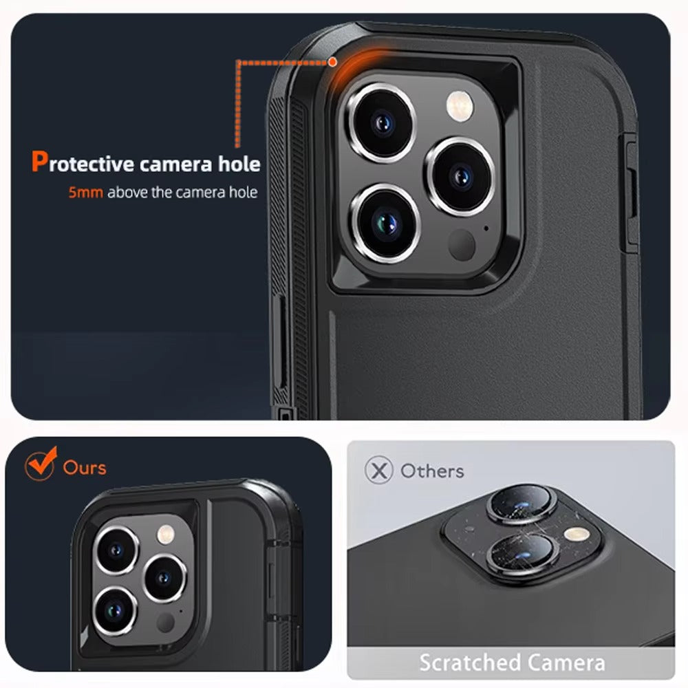Rugged iPhone Case — Ott Armor Shockproof Defender Cover with Dual-Layer PC+TPU Protection, Drop-Proof Full-Coverage Design & Matte Non-Slip Finish