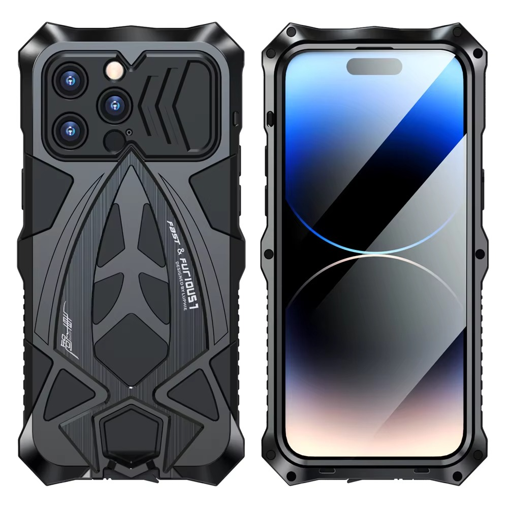 Rugged iPhone Case — Shockproof Metal Frame Armor with Impact Protection, Anti-Scratch Dustproof Cover and Full Edge Defense