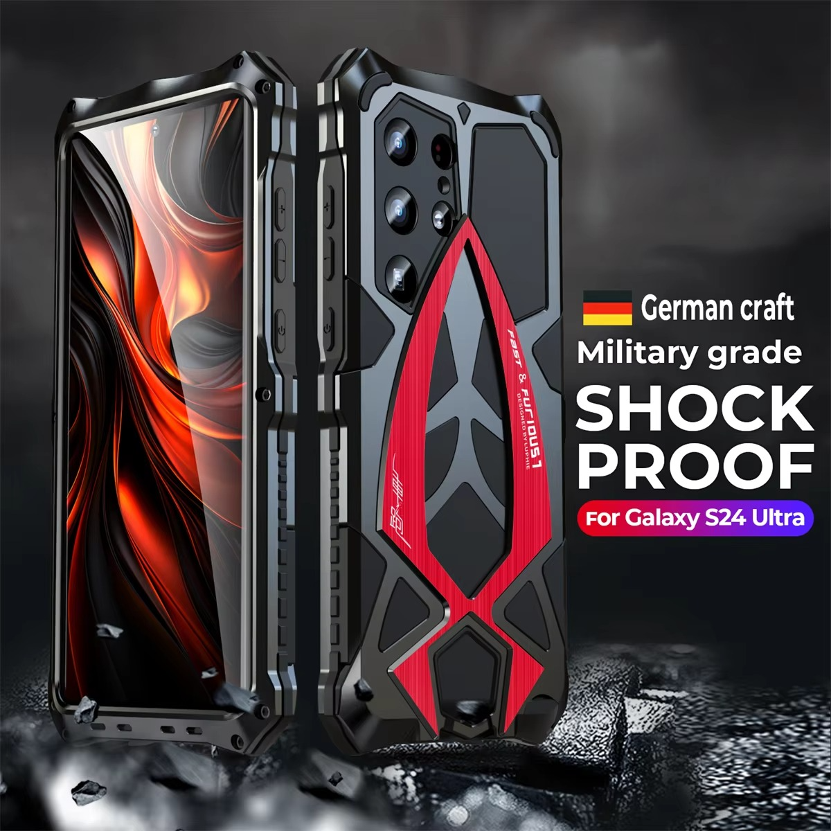 Rugged iPhone Case — Shockproof Metal Frame Armor with Impact Protection, Anti-Scratch Dustproof Cover and Full Edge Defense