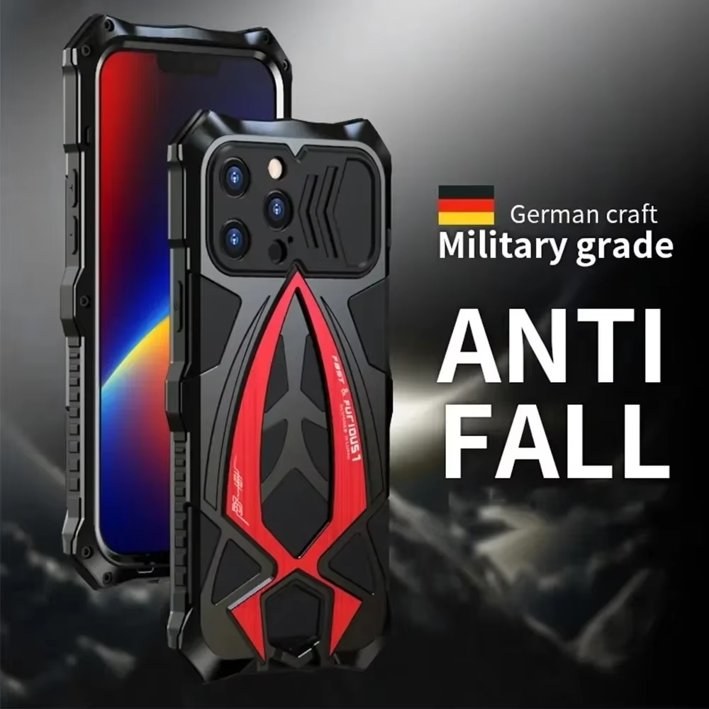 Rugged iPhone Case — Shockproof Metal Frame Armor with Impact Protection, Anti-Scratch Dustproof Cover and Full Edge Defense
