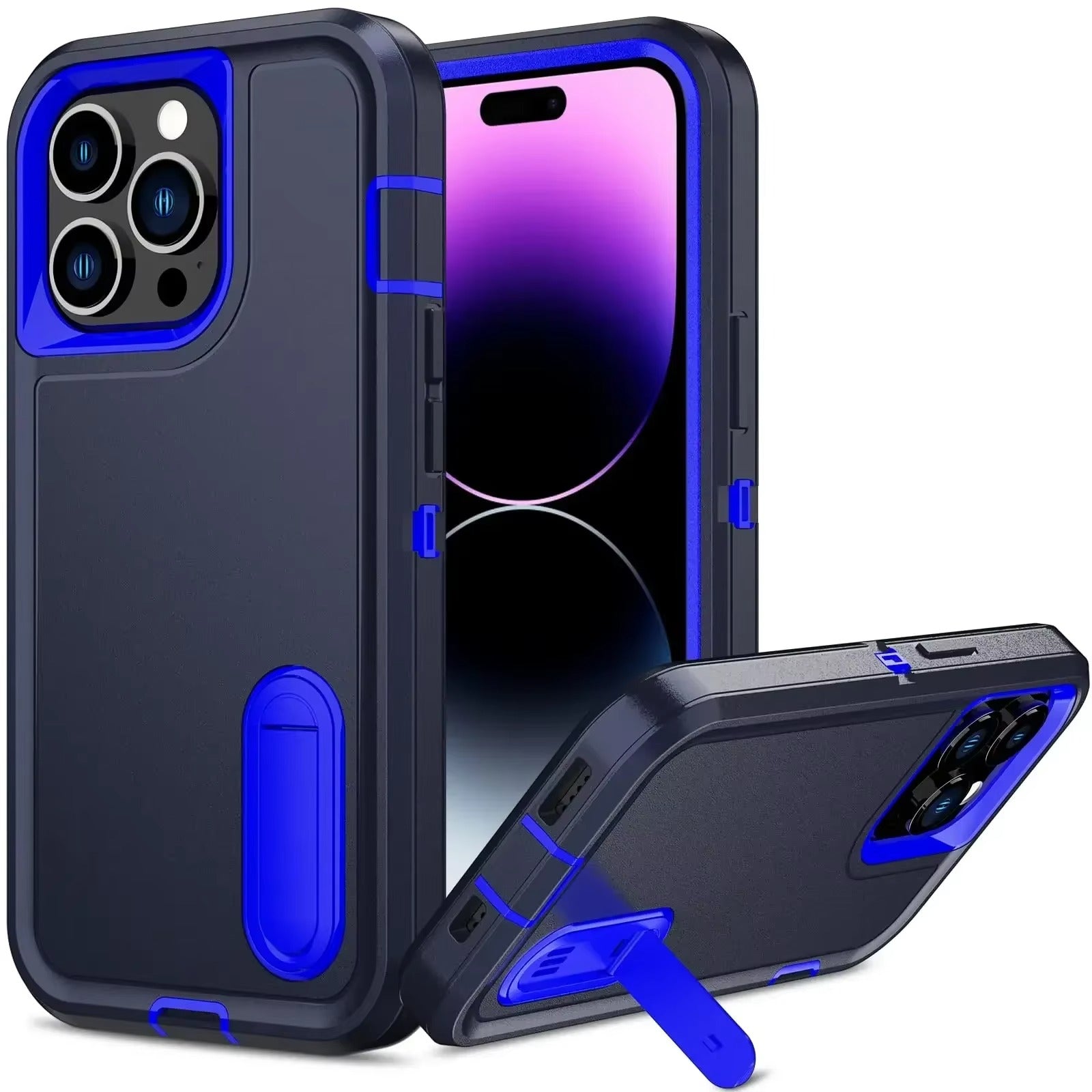 Rugged iPhone Heavy Armor Case — Full Body Shockproof Cover with Kickstand Bracket, Dual Layer Protection, Anti-Fingerprint Scratch-Resistant Non-Slip Design
