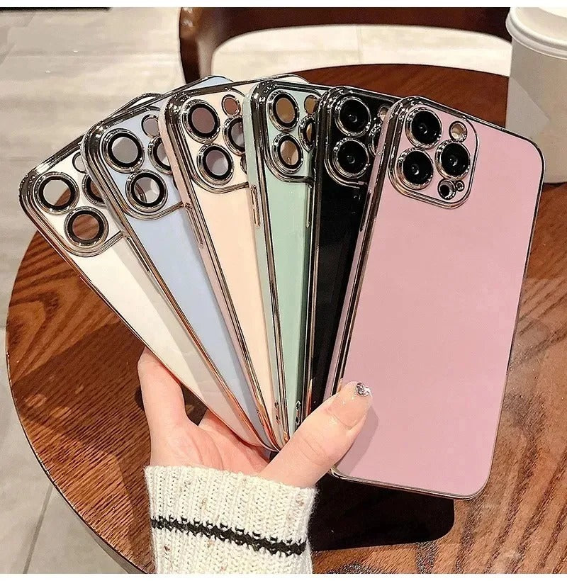 Luxury iPhone Case Solid Color Plating Cover — Soft Silicone Back, Slim Lightweight Design, Anti-Fingerprint Scratch-Resistant Finish, Stylish Minimalist Look
