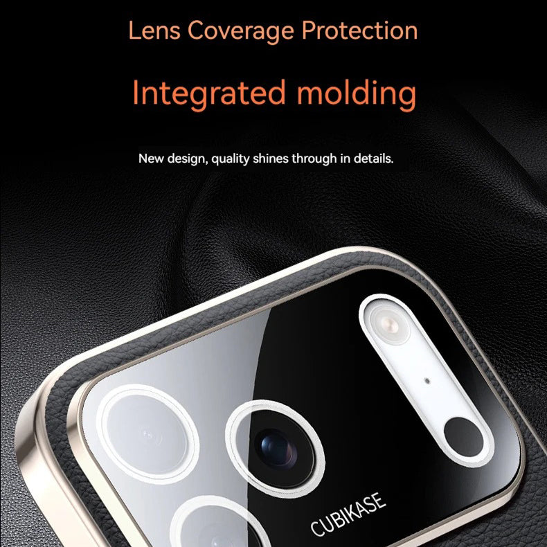 Luxury iPhone Case — PU Leather Cover with Rotating Metal Bracket Stand, Shockproof Back Protection and Premium Non-Slip Design