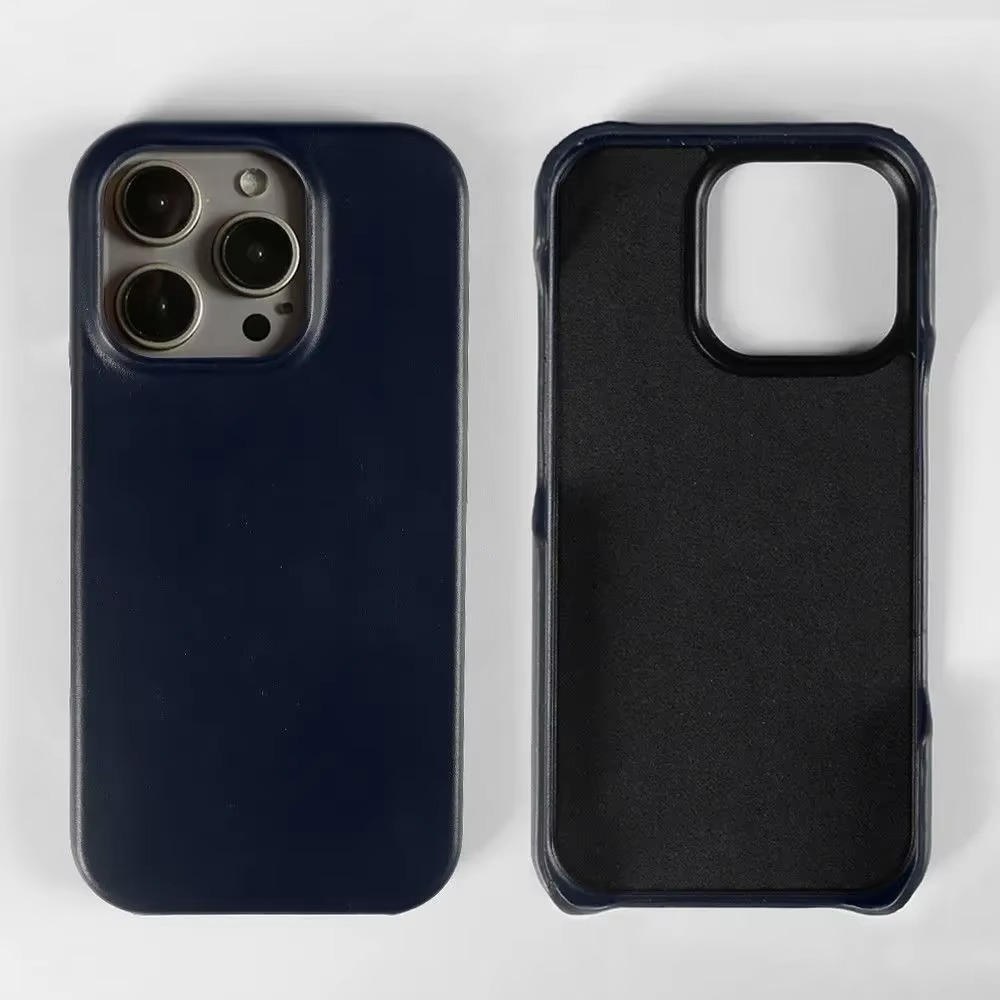 Luxury Genuine Leather iPhone Case — Half-Wrapped Anti-Scratch Dustproof Cover, Vintage Retro Business Style, Lightweight Non-Slip Design