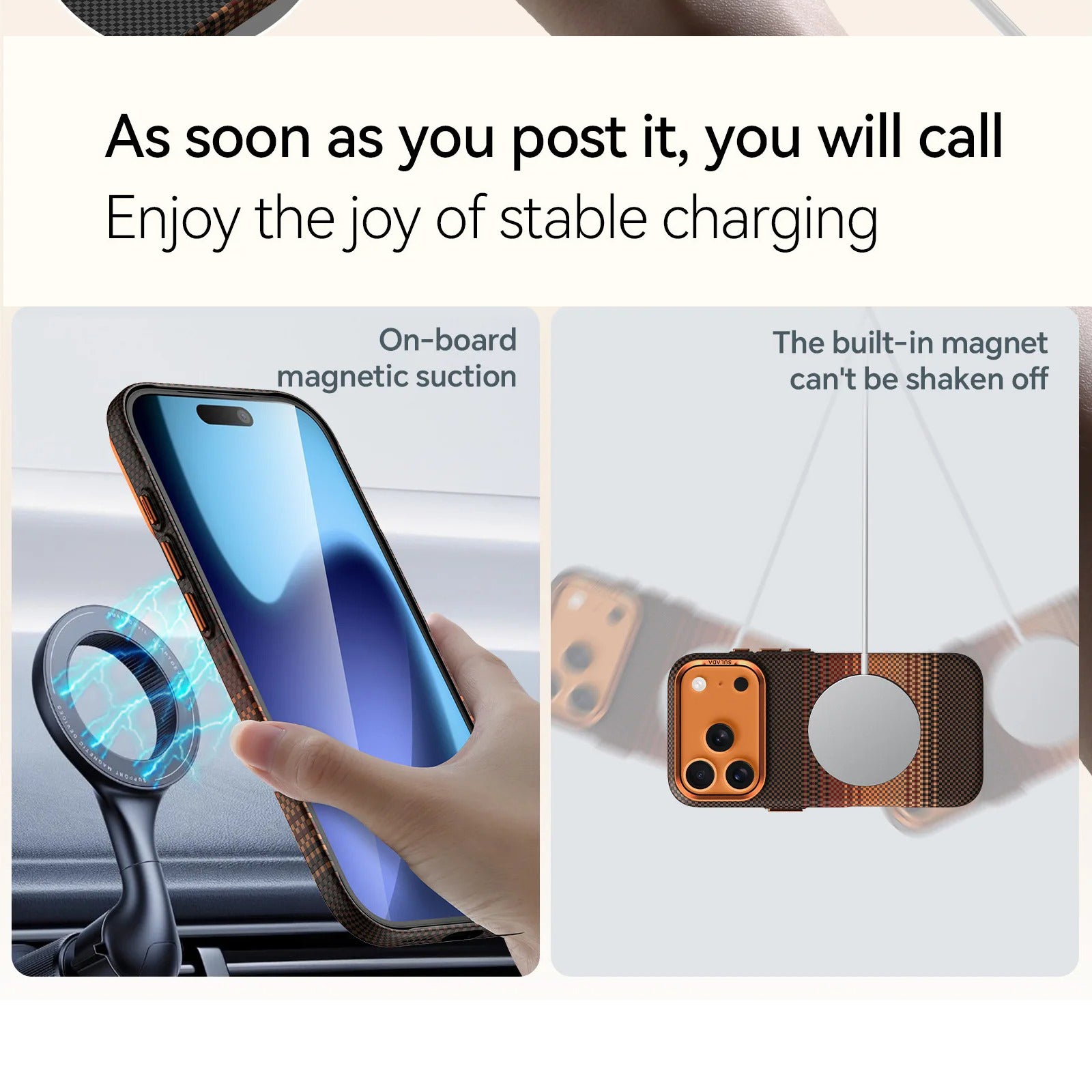 Luxury iPhone Case — Kevlar Carbon-Fiber Texture MagSafe Cover with Tough Shockproof PC Protection and Wireless-Charging Safe Design