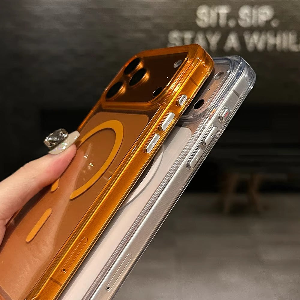 Luxury iPhone Case — Magnetic, Shockproof, Anti-Fingerprint, Anti-Scratch, Dustproof Transparent Non-Slip Half-Wrapped Cover with Soft Silicone Grip and MagSafe Charging Support