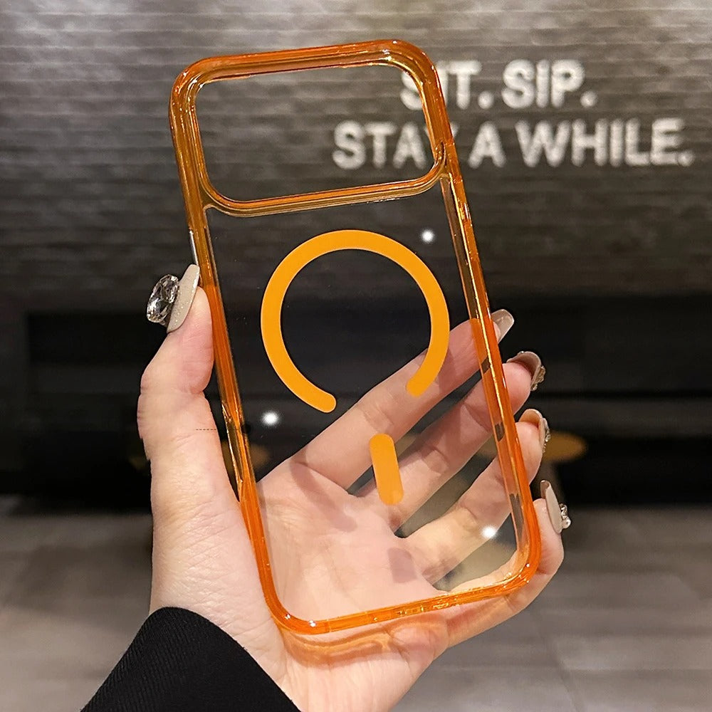 Luxury iPhone Case — Magnetic, Shockproof, Anti-Fingerprint, Anti-Scratch, Dustproof Transparent Non-Slip Half-Wrapped Cover with Soft Silicone Grip and MagSafe Charging Support