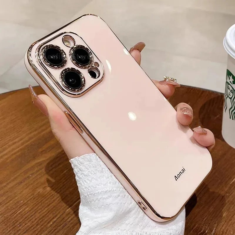 Luxury iPhone Case Solid Color Plating Cover — Soft Silicone Back, Slim Lightweight Design, Anti-Fingerprint Scratch-Resistant Finish, Stylish Minimalist Look