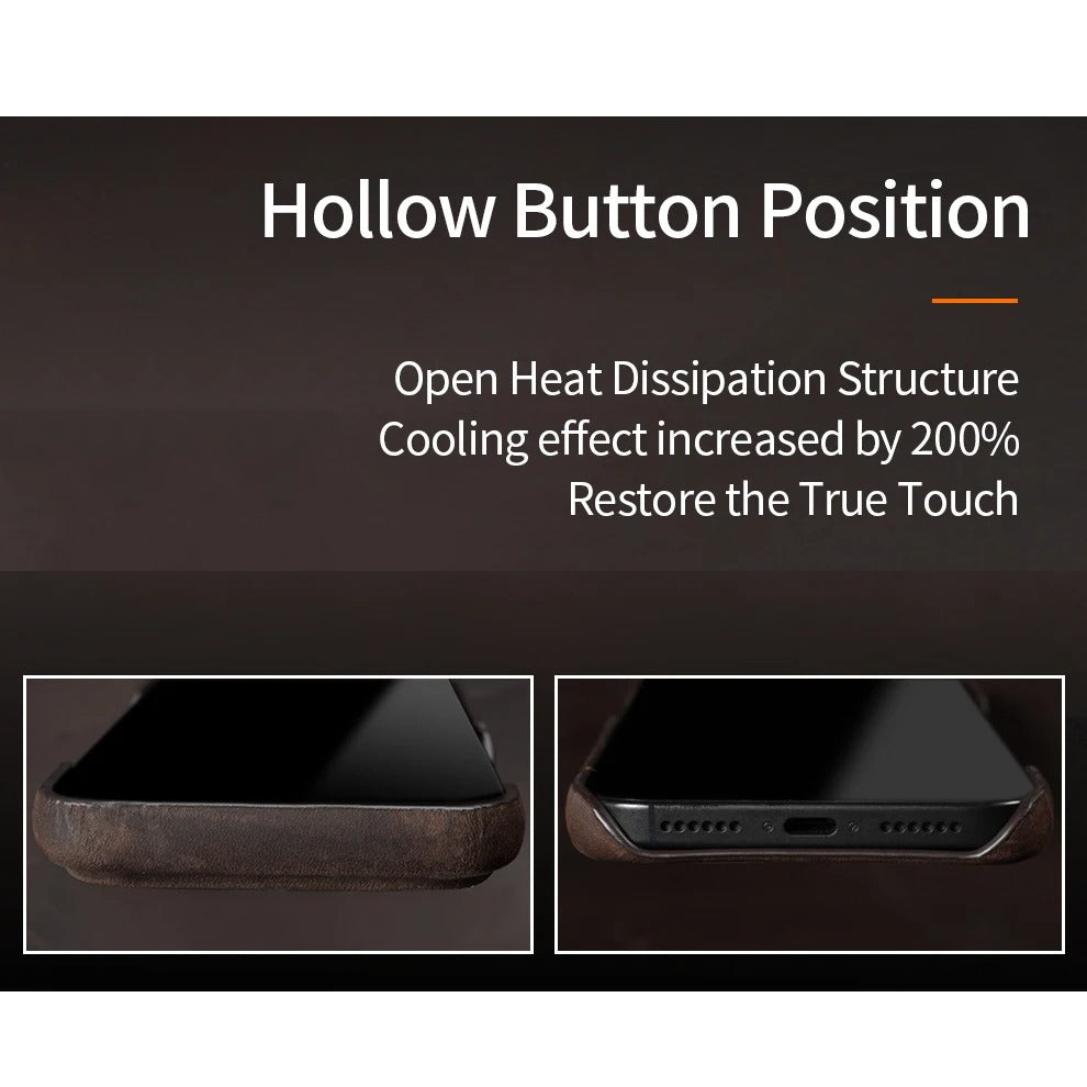 Luxury iPhone Case — Genuine Pull-Up Leather MagSafe Cover with Handcrafted Design, Shockproof Protection and Strong Magnetic Back Finish