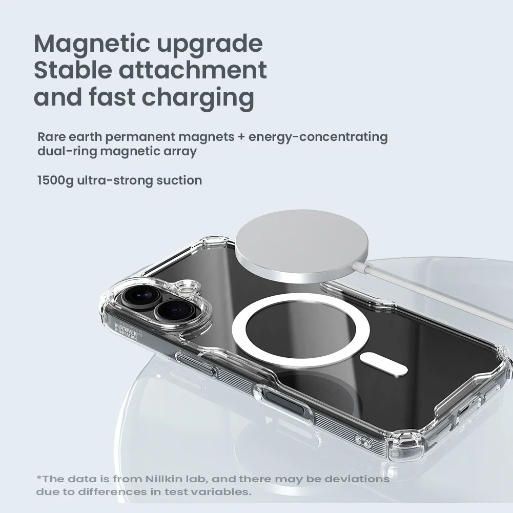Ultra-Slim Magnetic iPhone Case — Transparent Hybrid TPU+PC Cover with Anti-Drop Airbag Protection, Shockproof Anti-Fingerprint Design